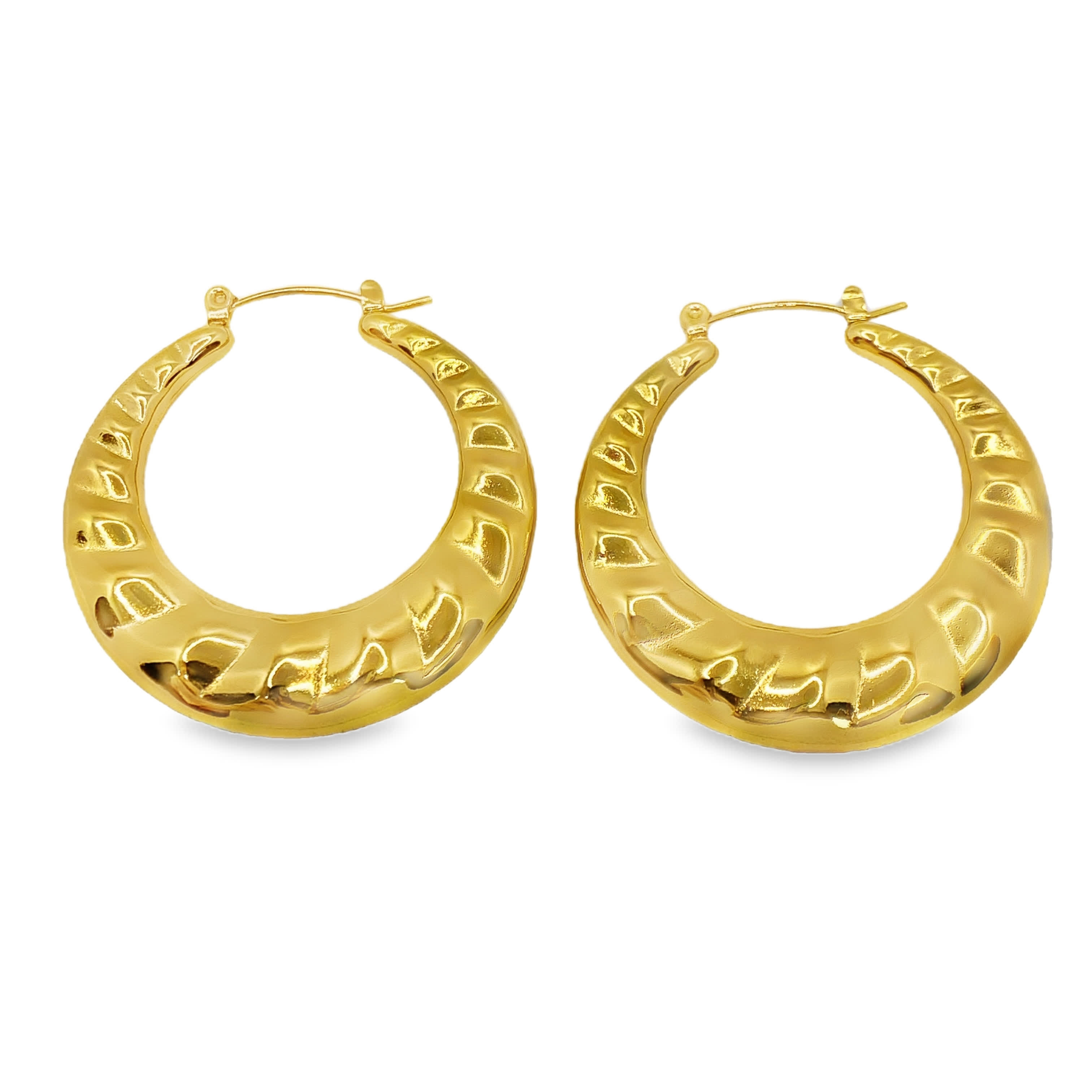 Teksturowane złocone kolczyki koła