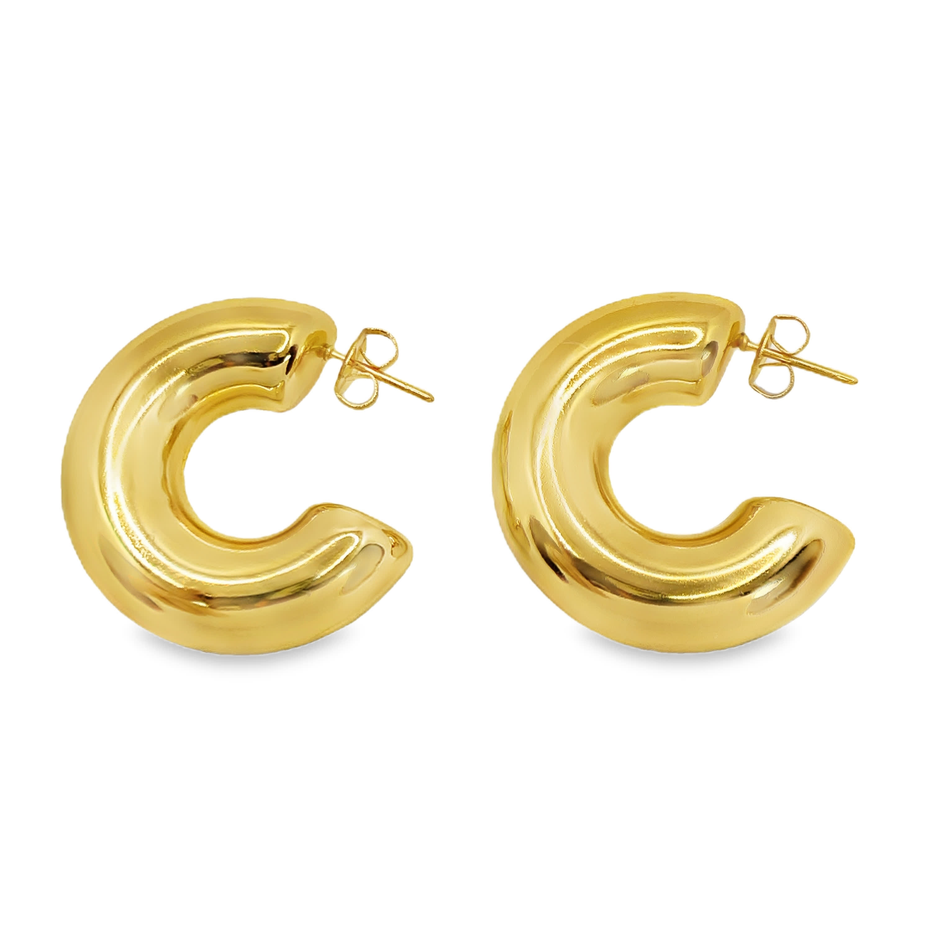 Rzeźbiarskie złocone kolczyki koła