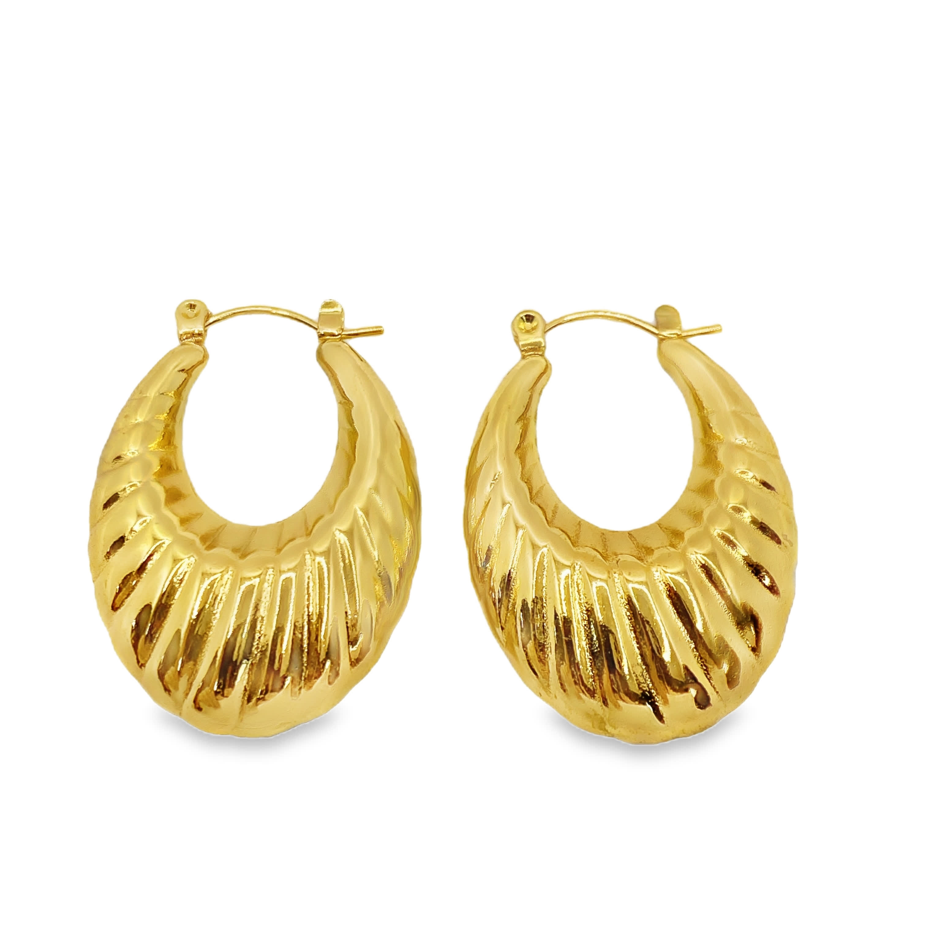 Teksturowane złocone kolczyki koła