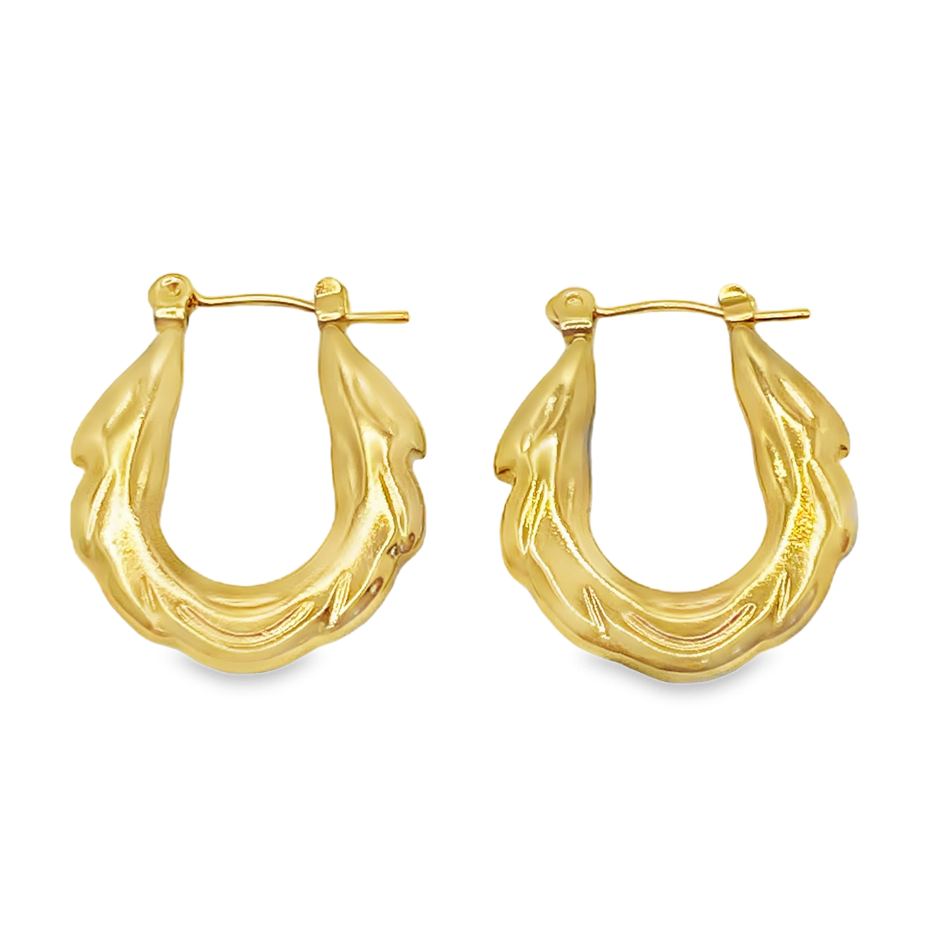 Rzeźbiarskie kolczyki koła ze złoconej stali