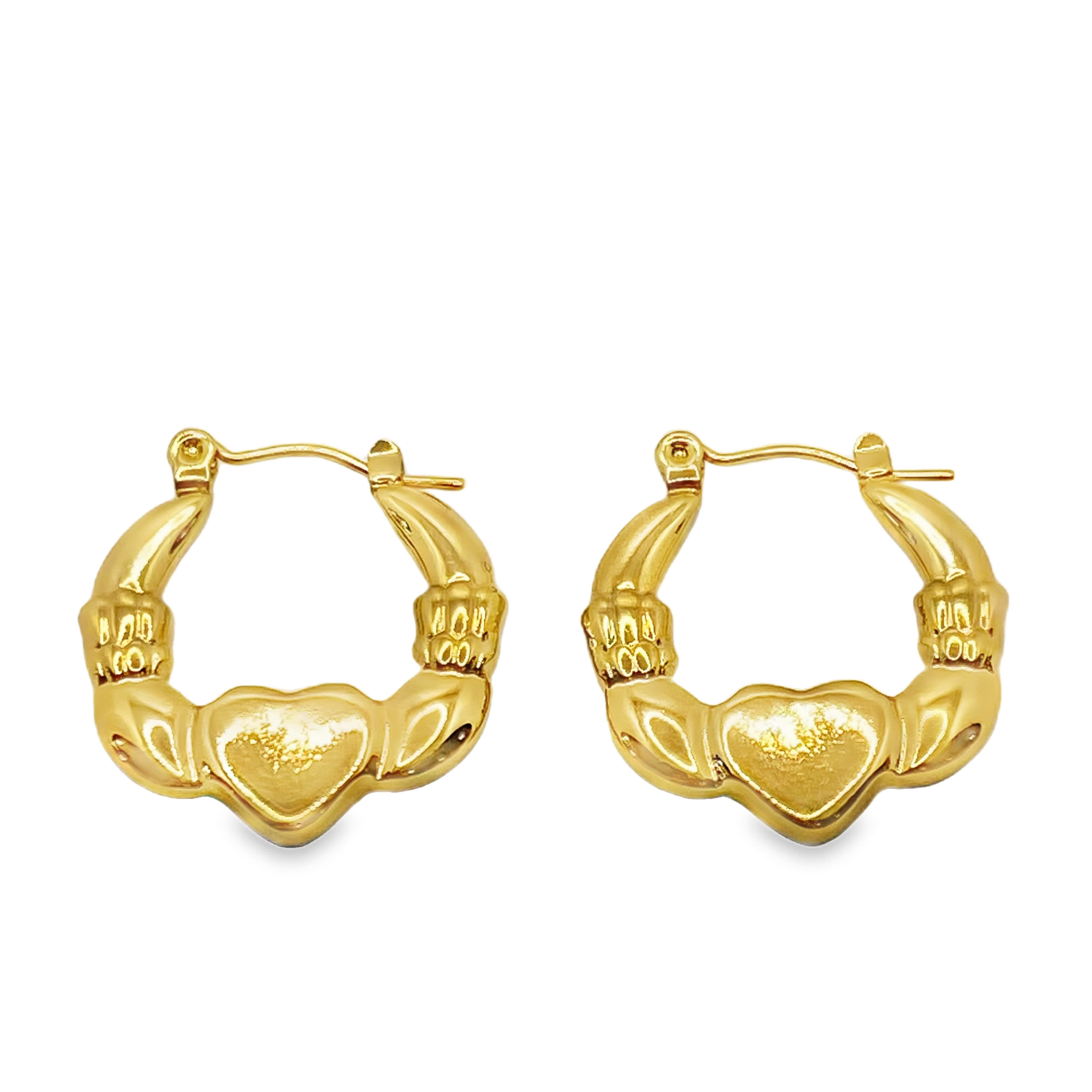 Eleganckie złocone kolczyki koła w kształcie serca