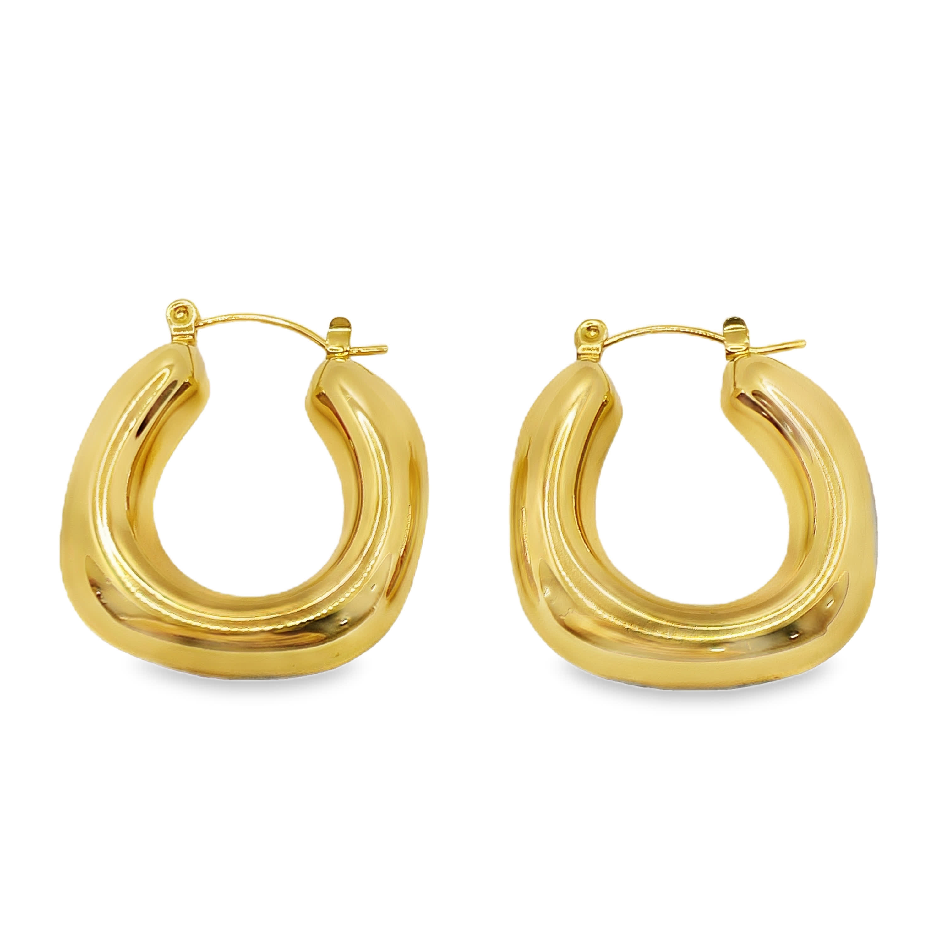 Grube kolczyki koła ze złoconej stali