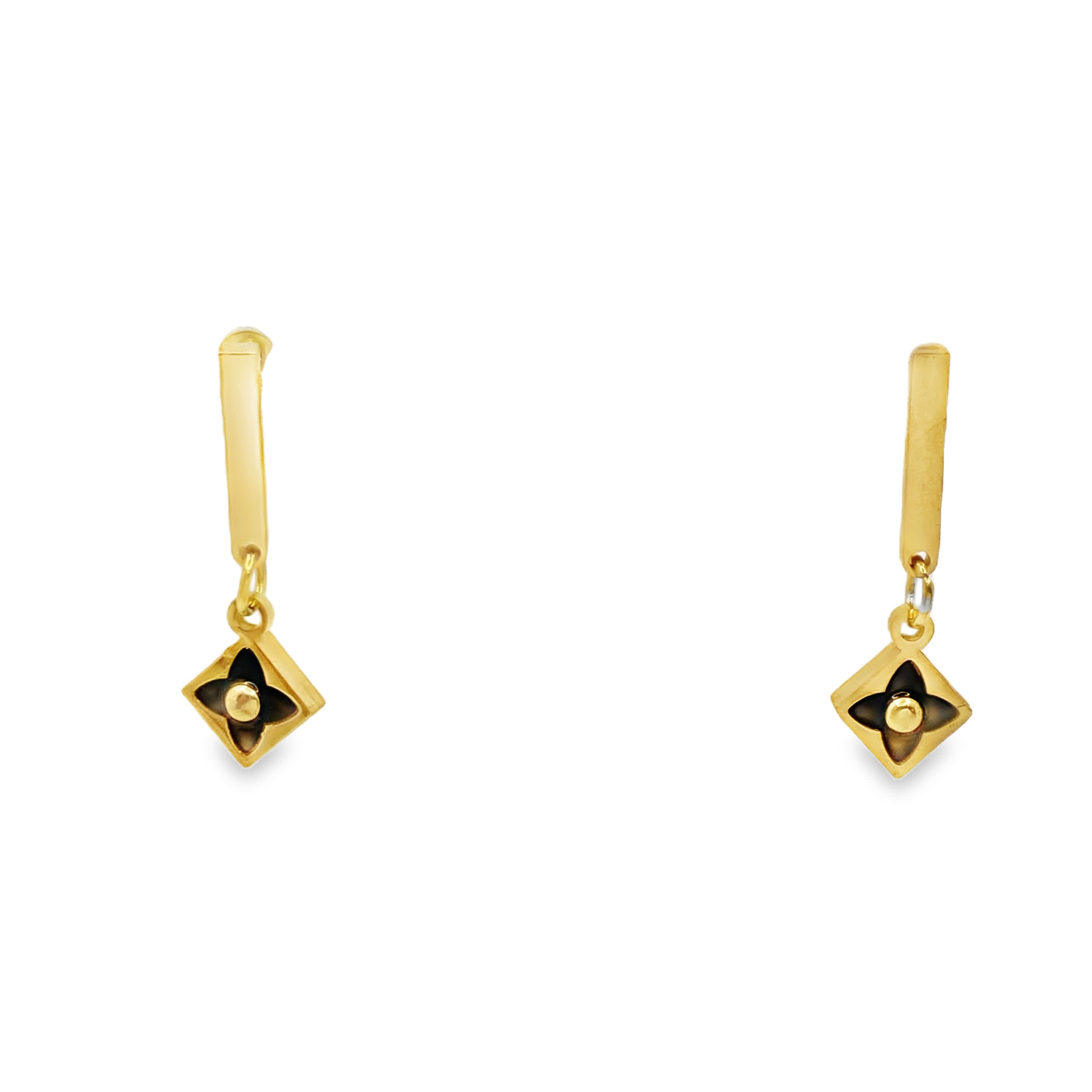 Eleganckie złocone kolczyki wiszące z motywem kwiatowym