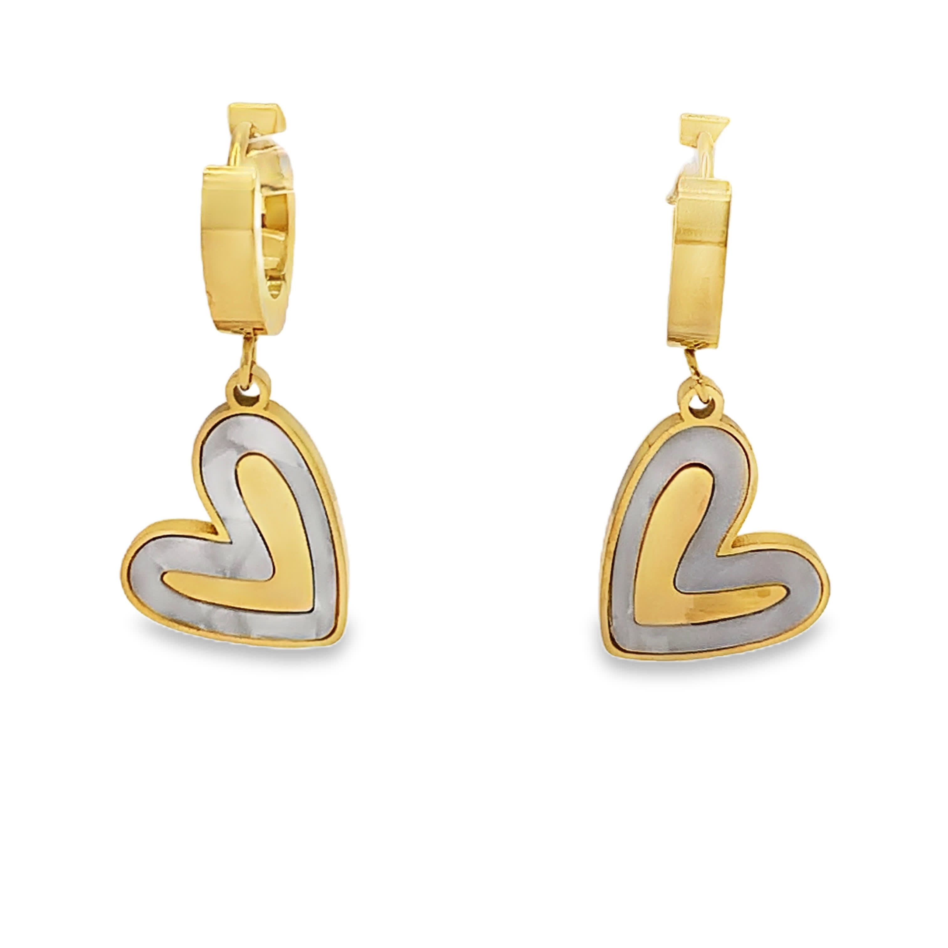 Kolczyki wiszące ze złoconej stali w kształcie serca