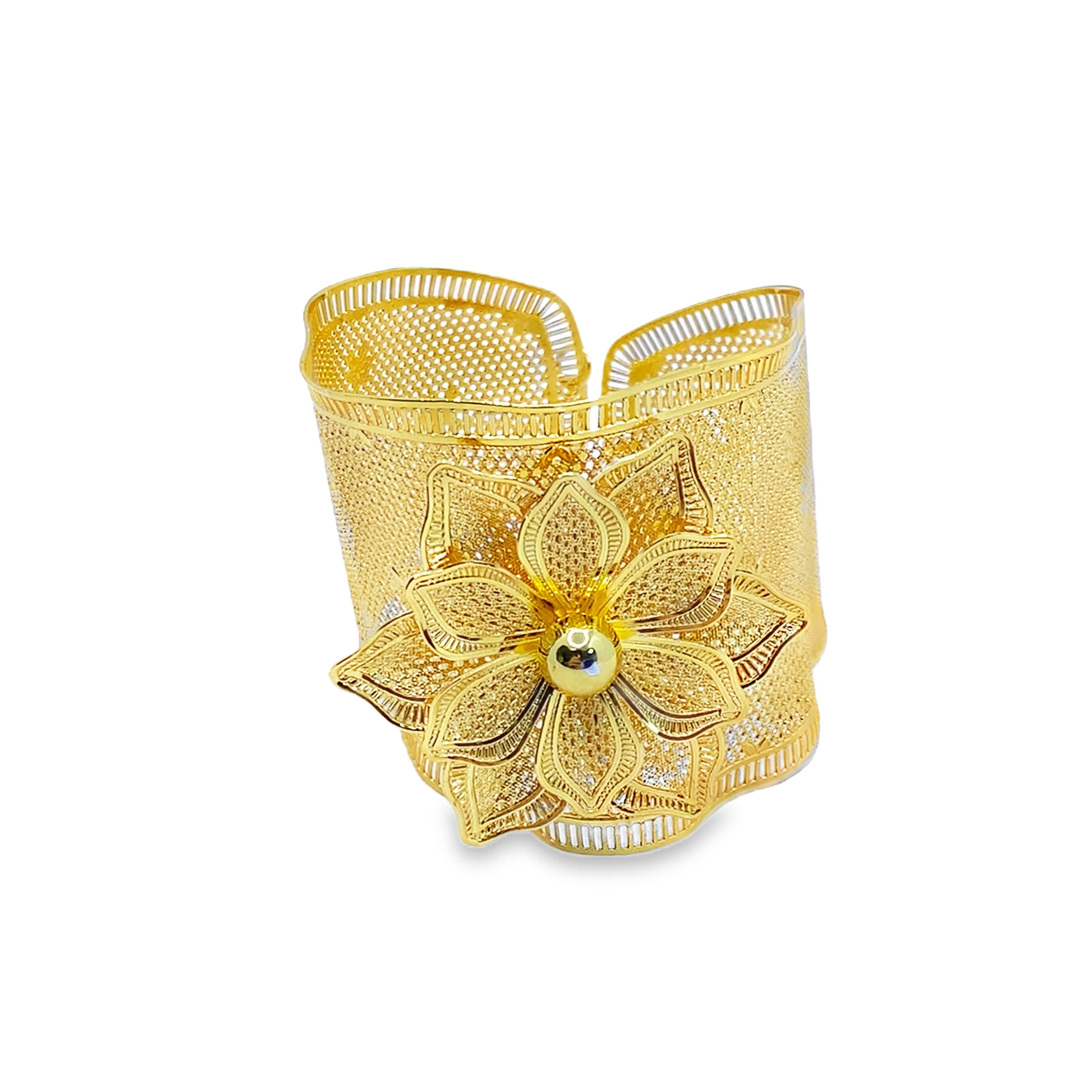 Złocona bransoletka z motywem kwiatowym