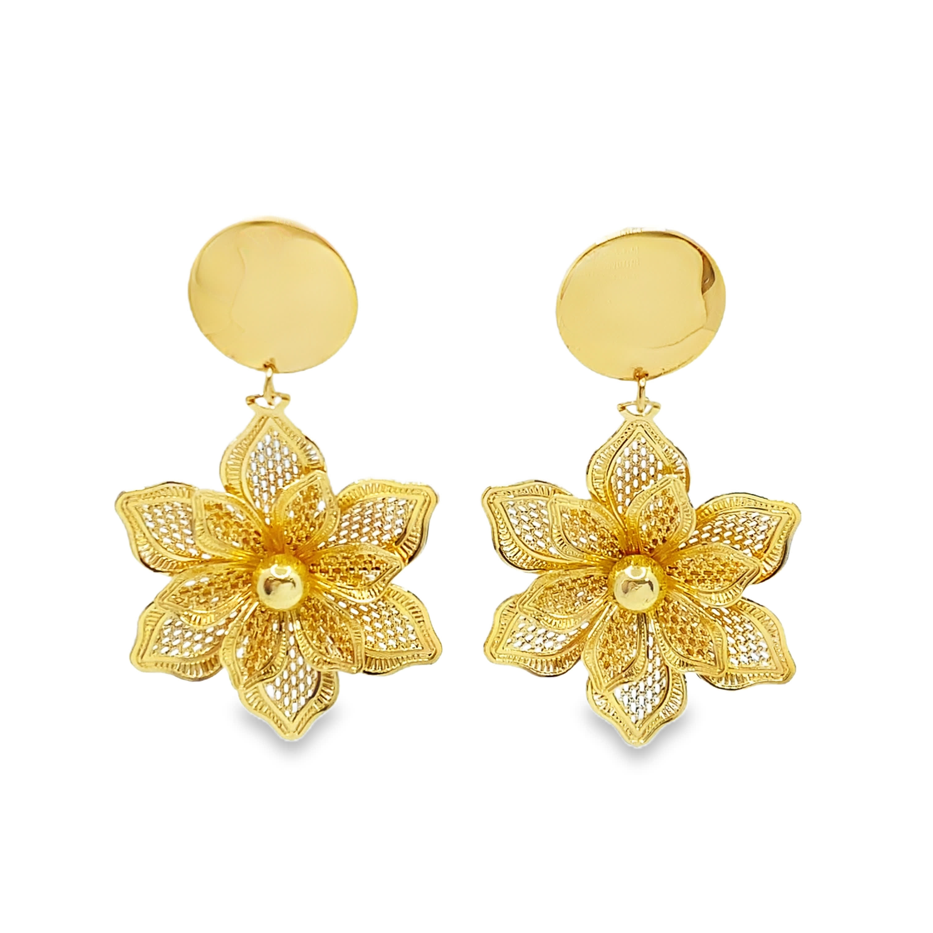 Eleganckie złocone kolczyki z kwiatami