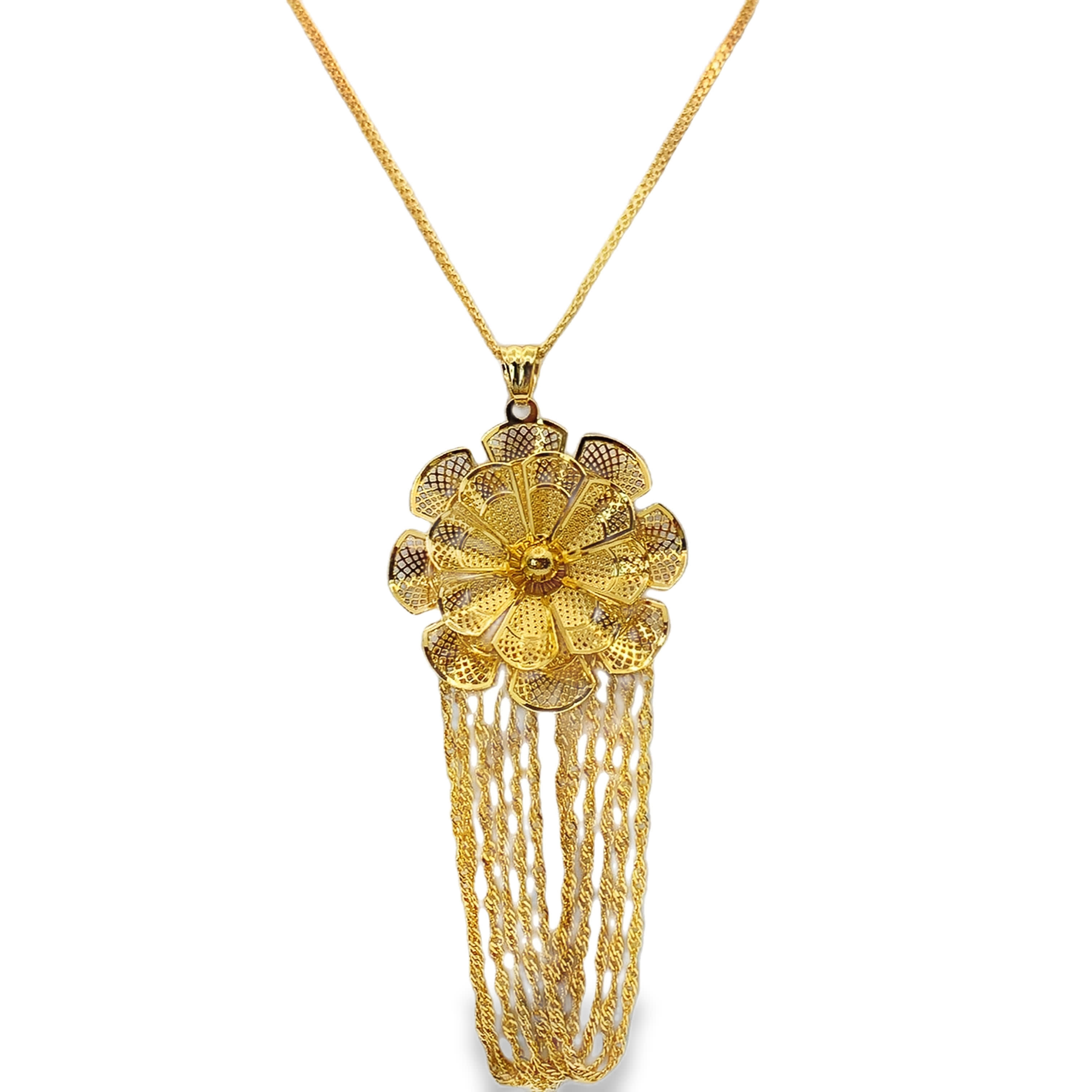 Złocony wisiorek kaskadowy z kwiatami