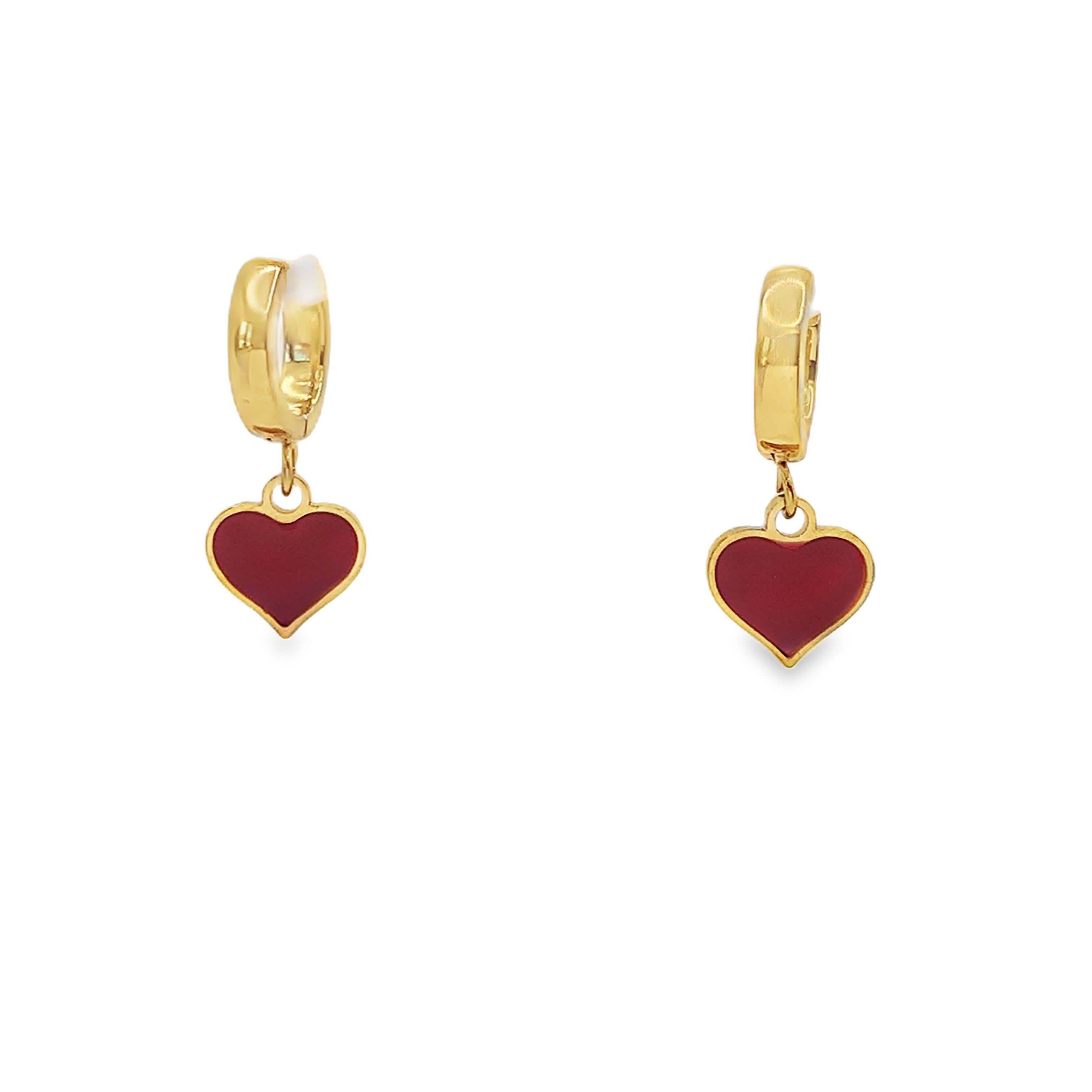 Kolczyki ze złoconej stali w kształcie serca