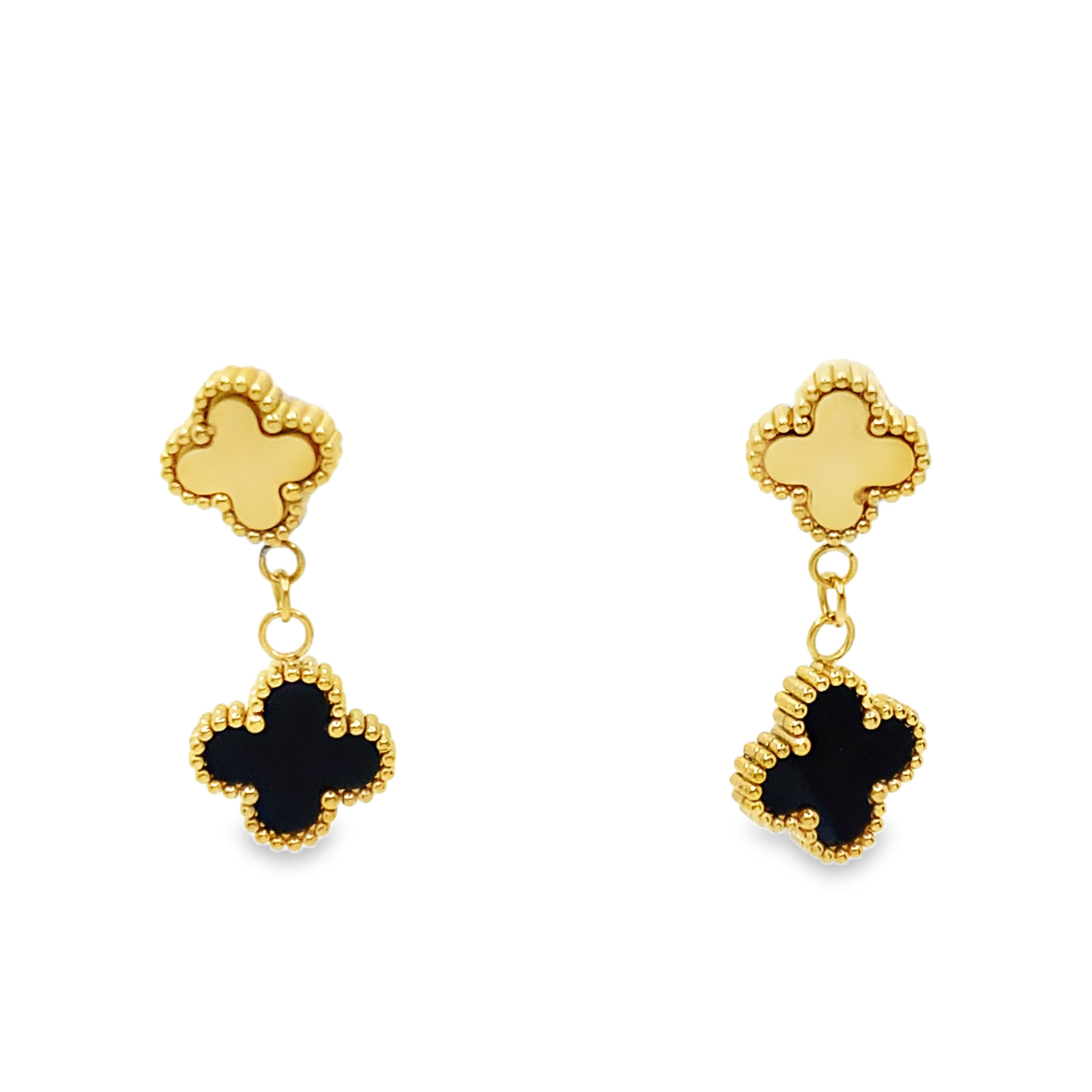 Złocone wiszące kolczyki koniczyna