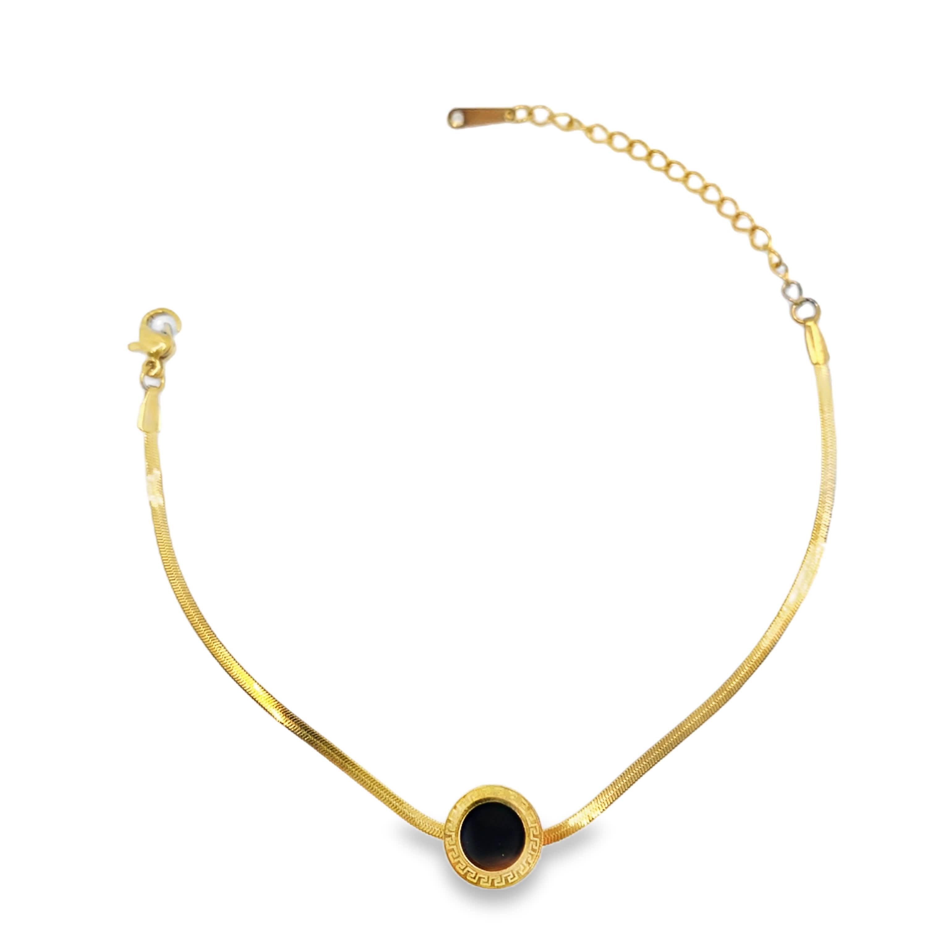 Bransoletka z łańcuszka w kolorze złocistym z czarnym akcentem