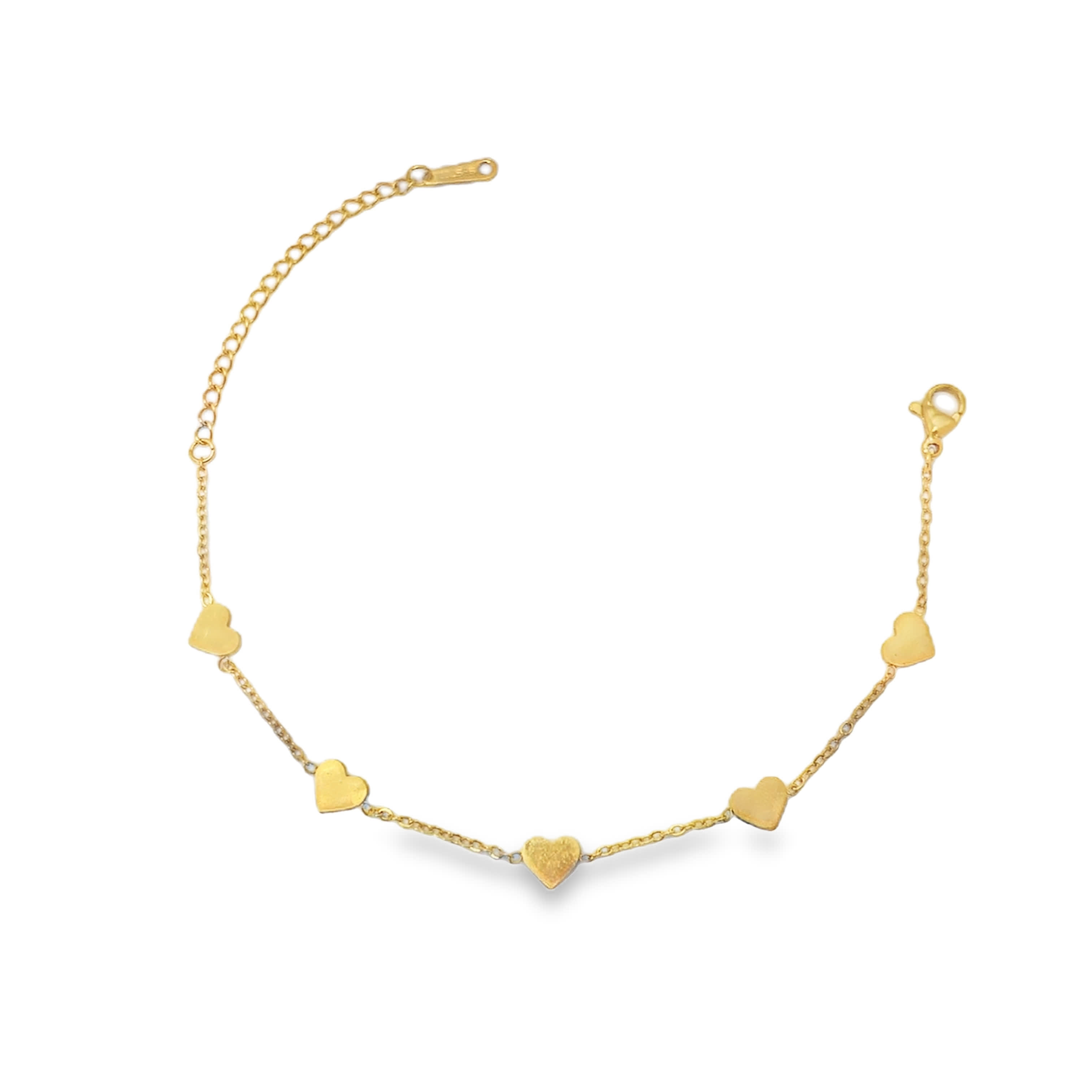 Bransoletka z łańcuszkiem ze złoconej stali z zawieszką w kształcie serca