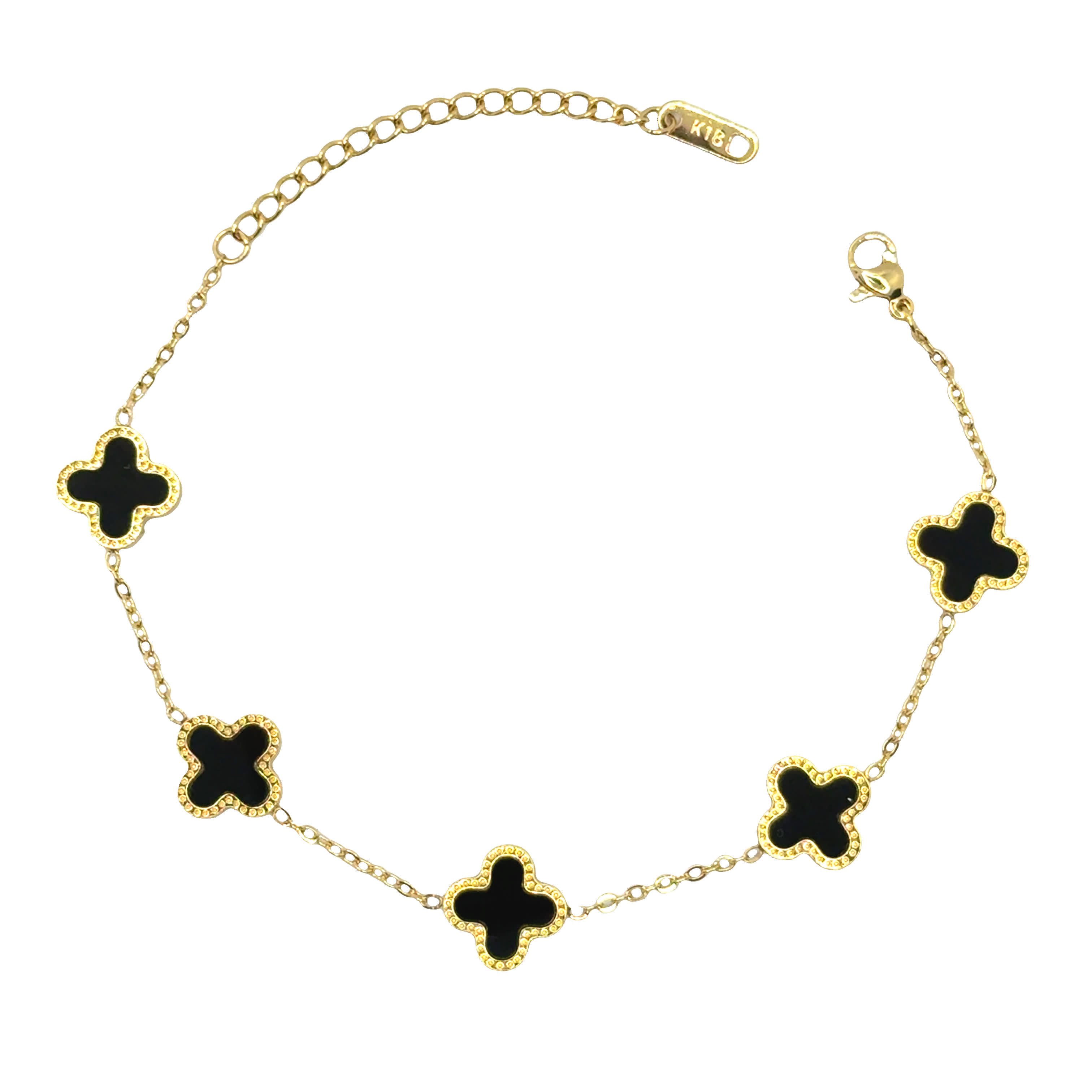 Elegancka bransoletka z zawieszką koniczyny ze złoconej stali