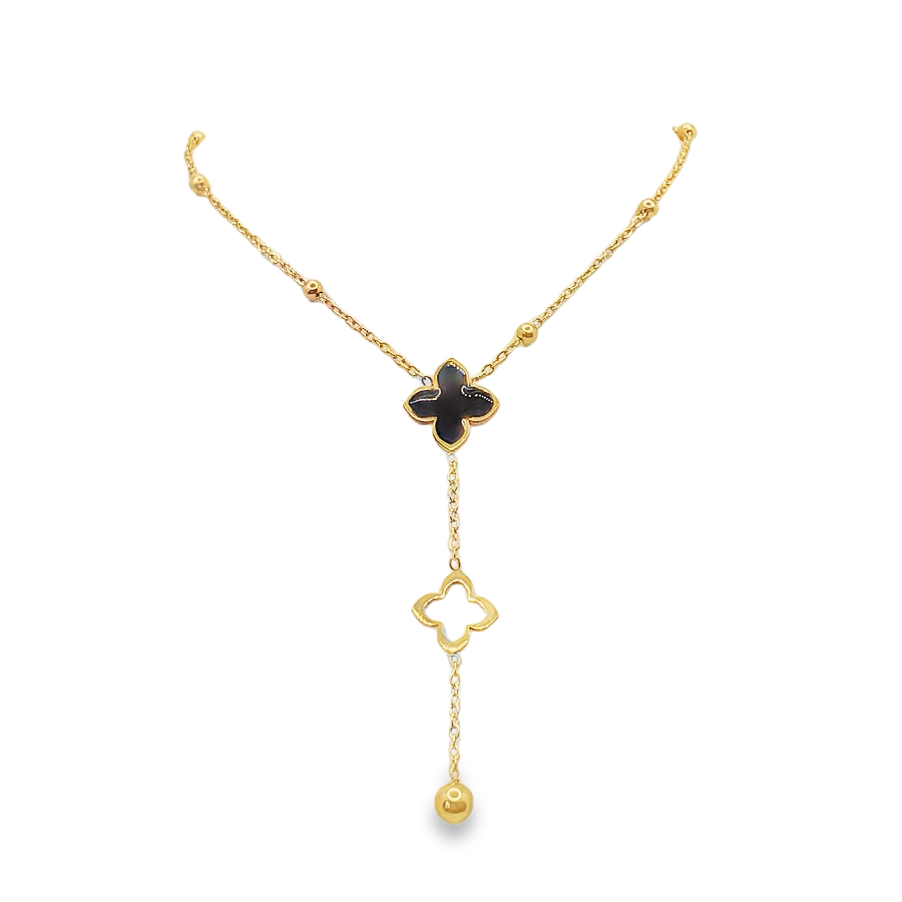 Naszyjnik z zawieszką w kształcie czterolistnej koniczyny ze złoconej stali