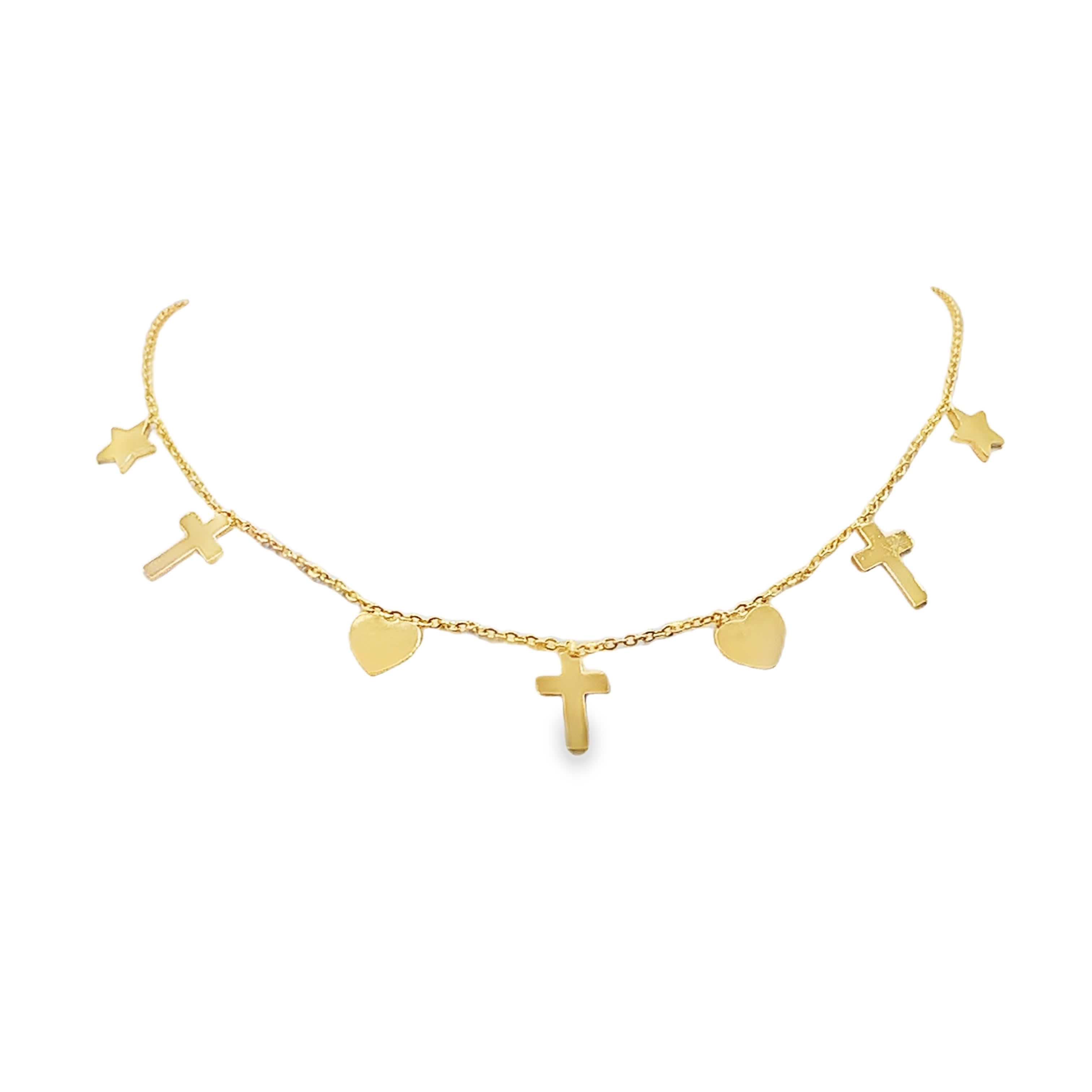 Delikatny naszyjnik z zawieszkami ze złoconej stali