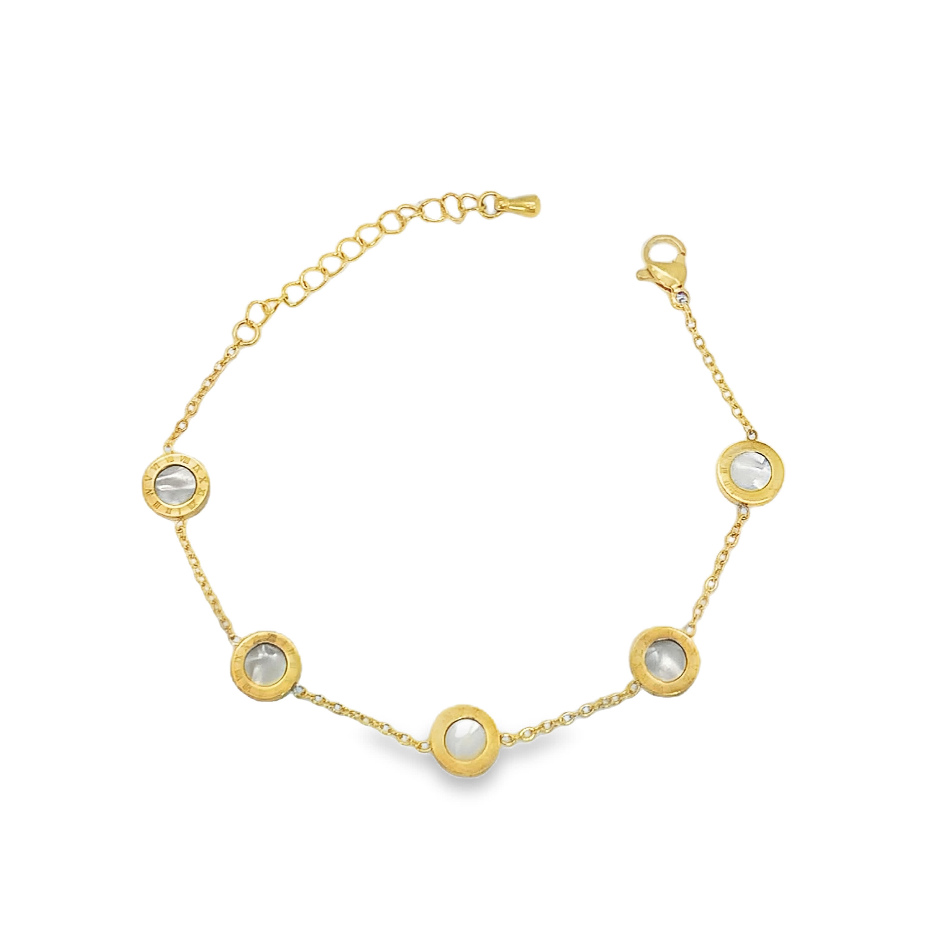 Bransoletka łańcuszkowa z kamieniem księżycowym kaboszon