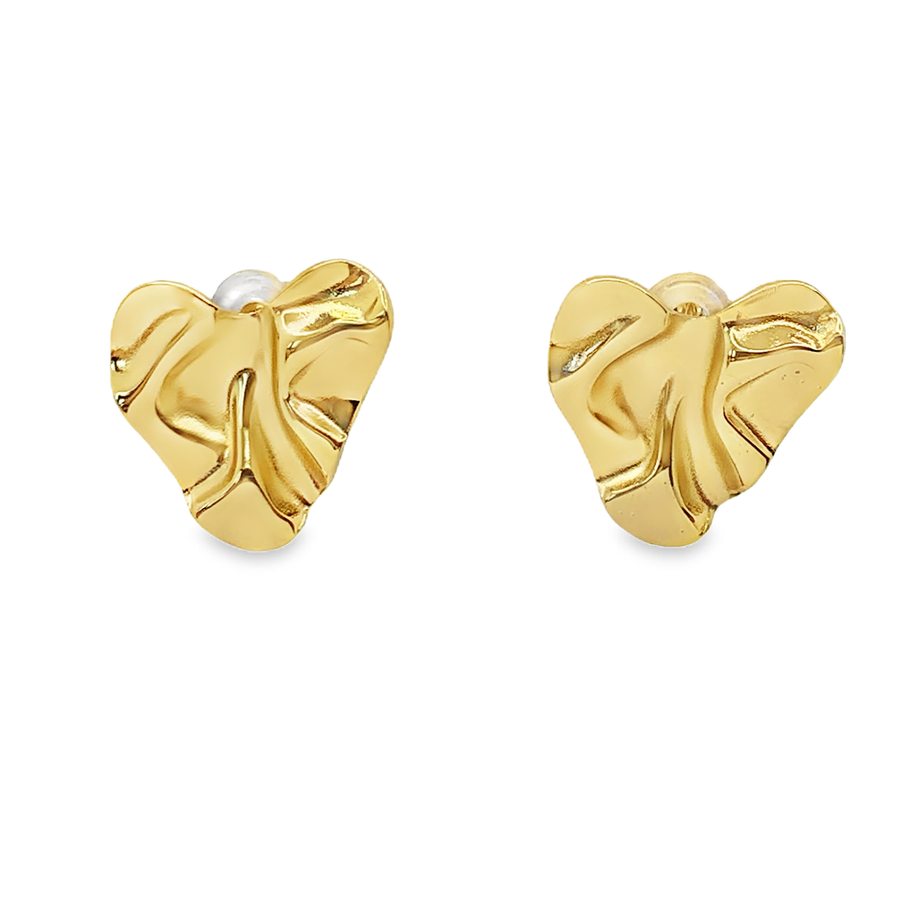 Złocone kolczyki z perłą w szlifie kaboszonowym