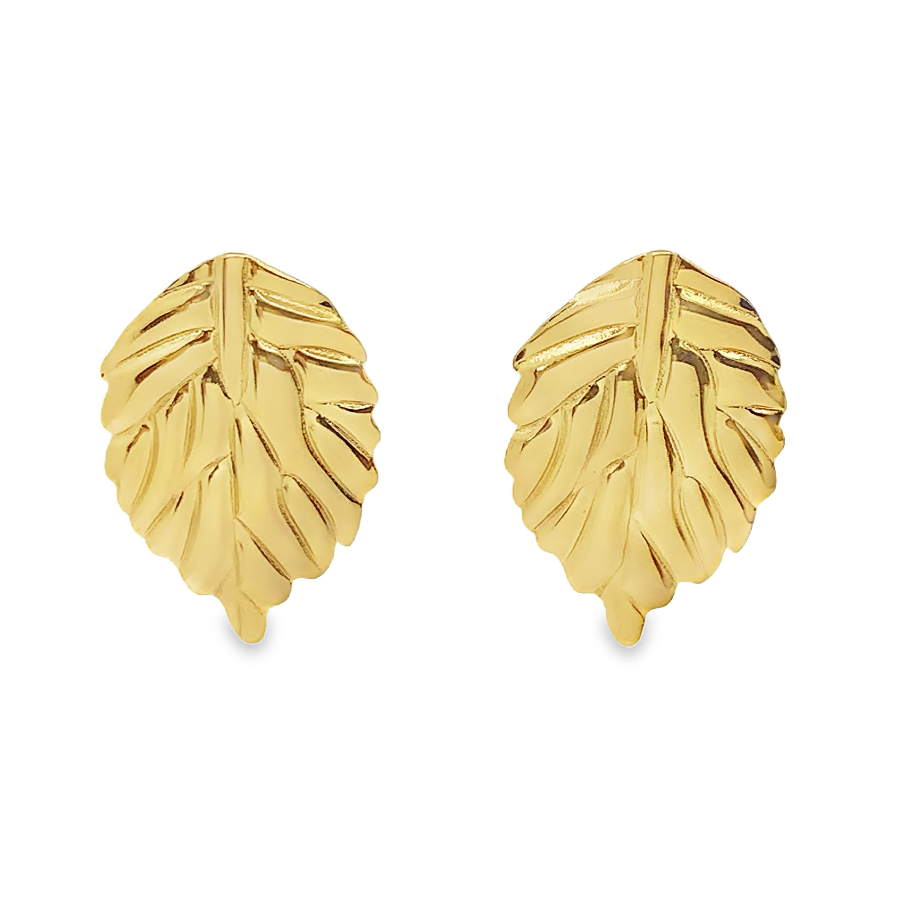 Kolczyki ze złoconej stali z liśćmi