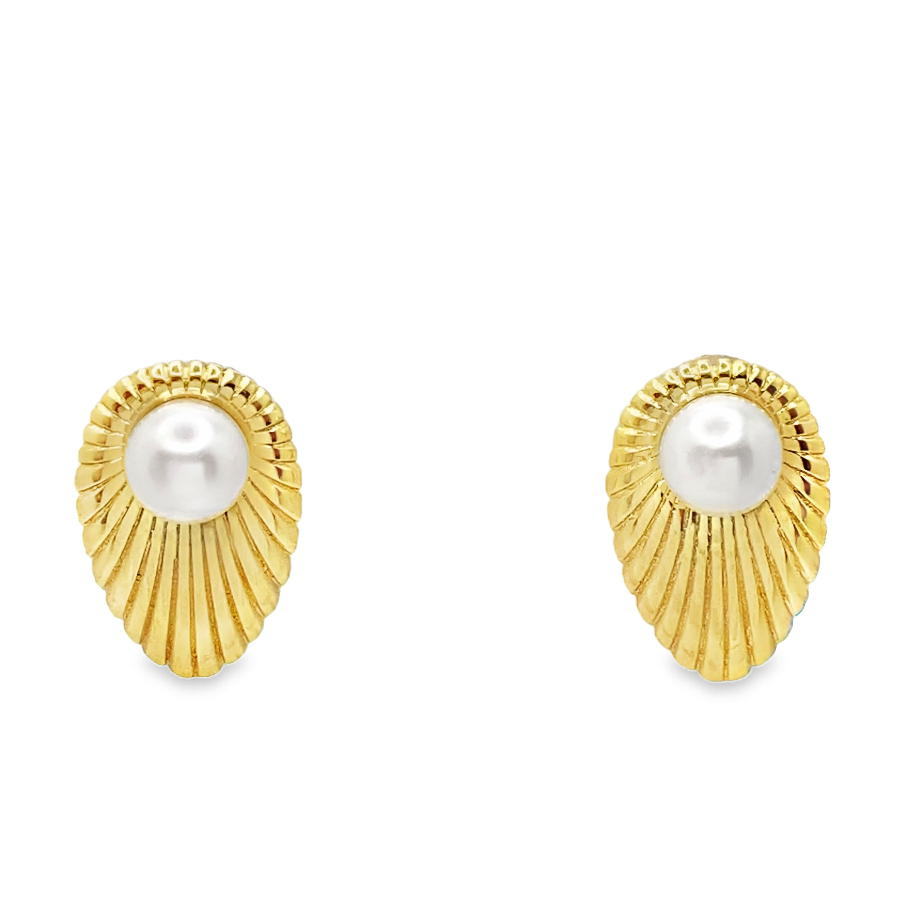 Złocone kolczyki z perłami kaboszonowymi