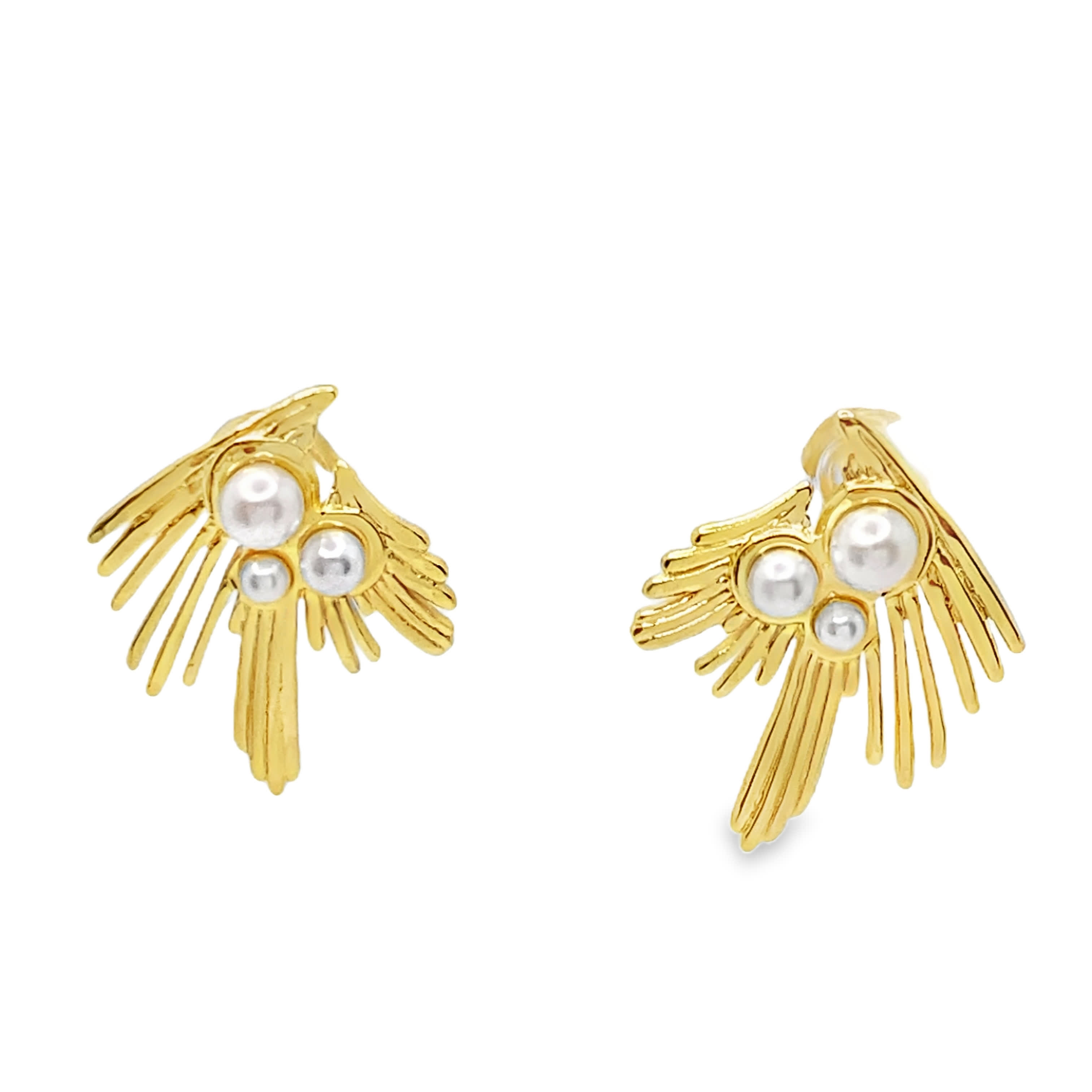 Złocone kolczyki z perłowymi akcentami