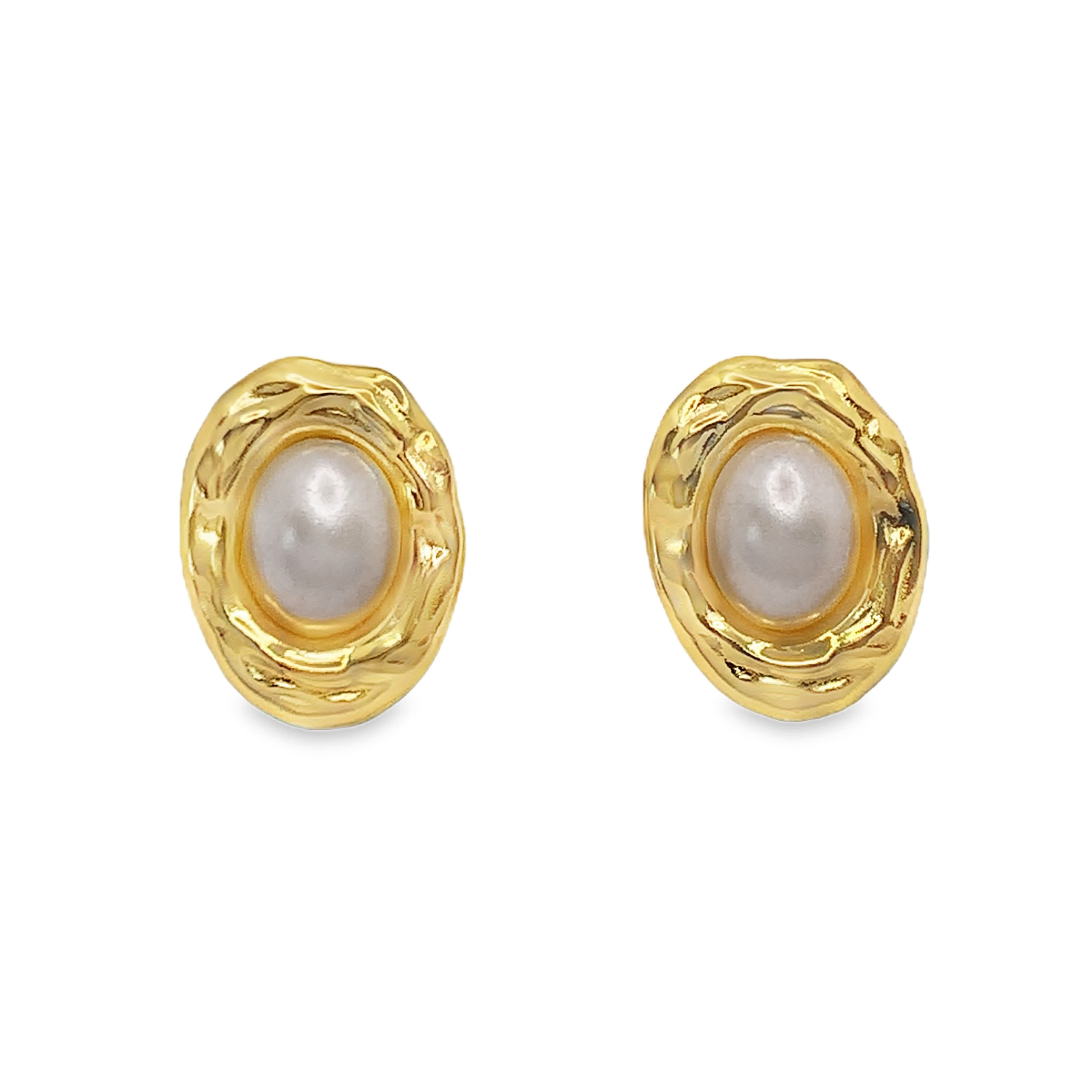 Złocone kolczyki z perłowymi kaboszonami