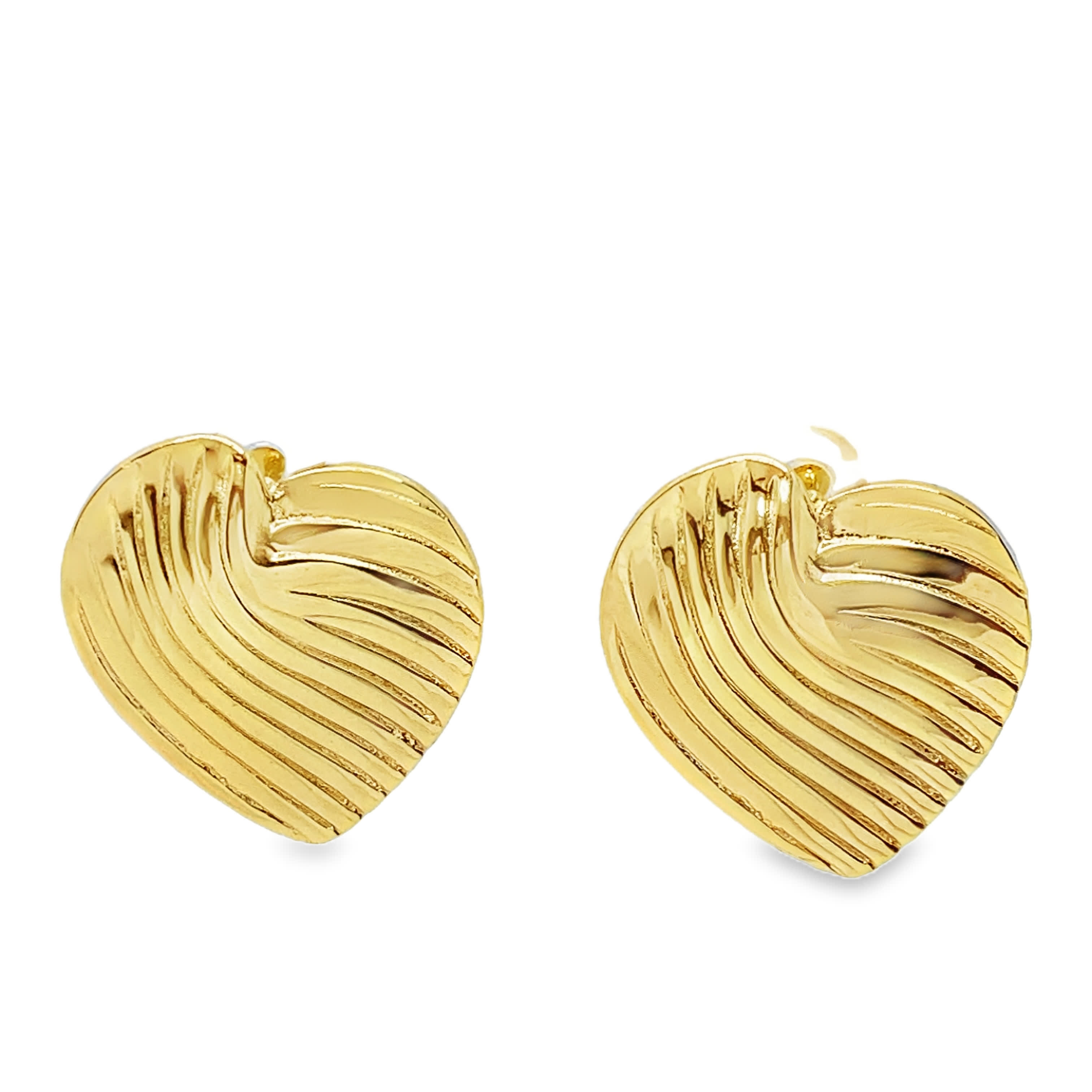 Złocone kolczyki z klipsem w kształcie serca