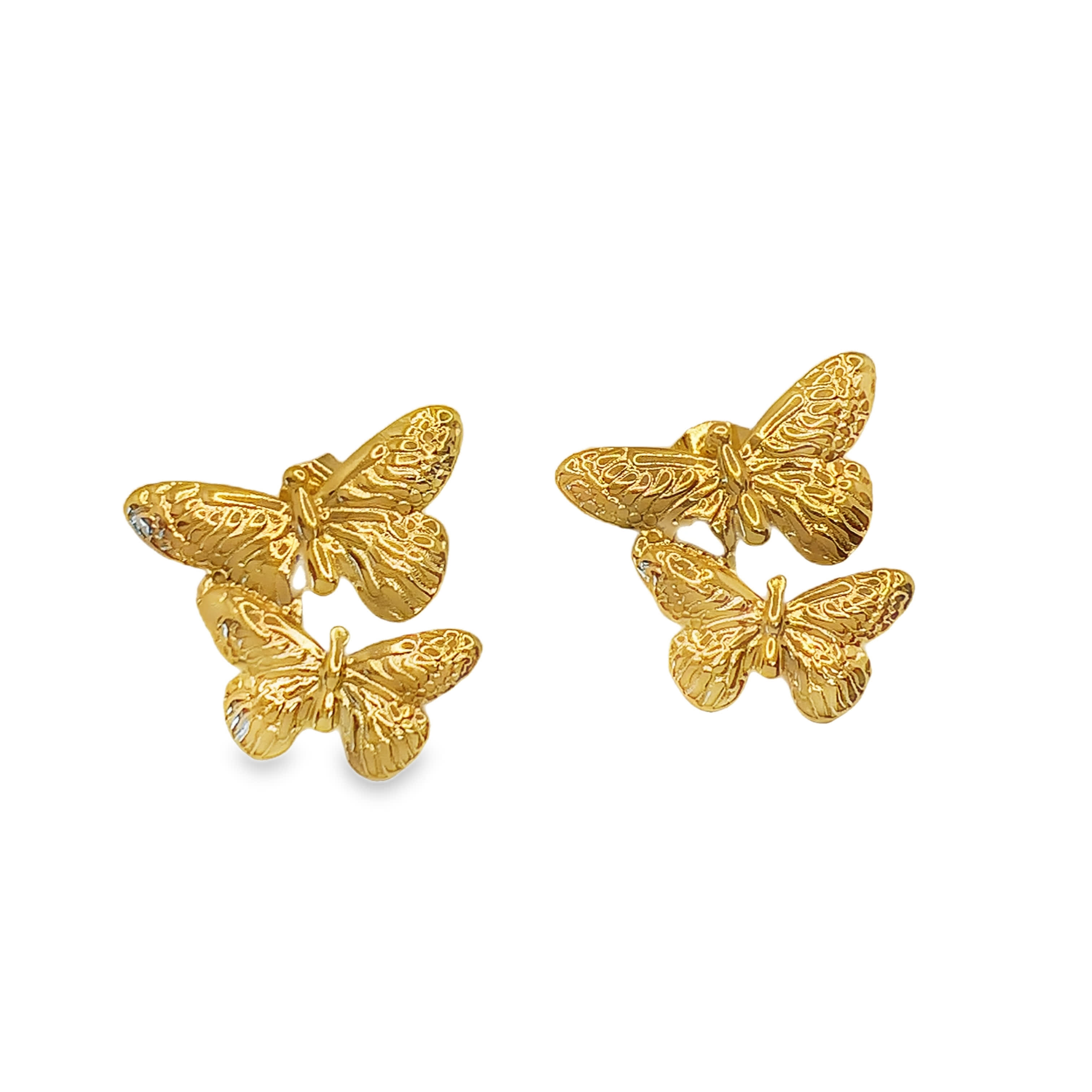 Złocone kolczyki w kształcie motyla