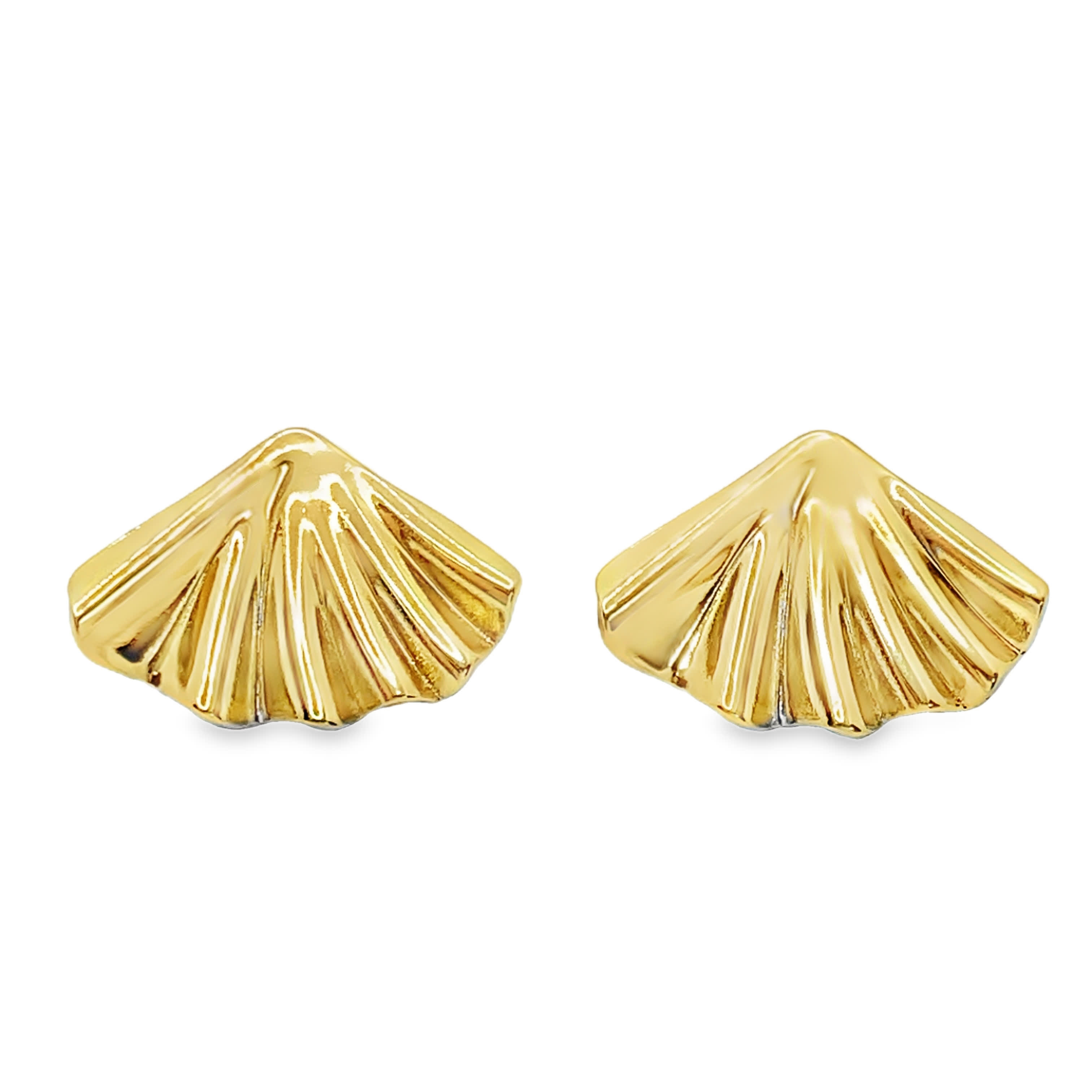 Złocone kolczyki w kształcie wachlarza