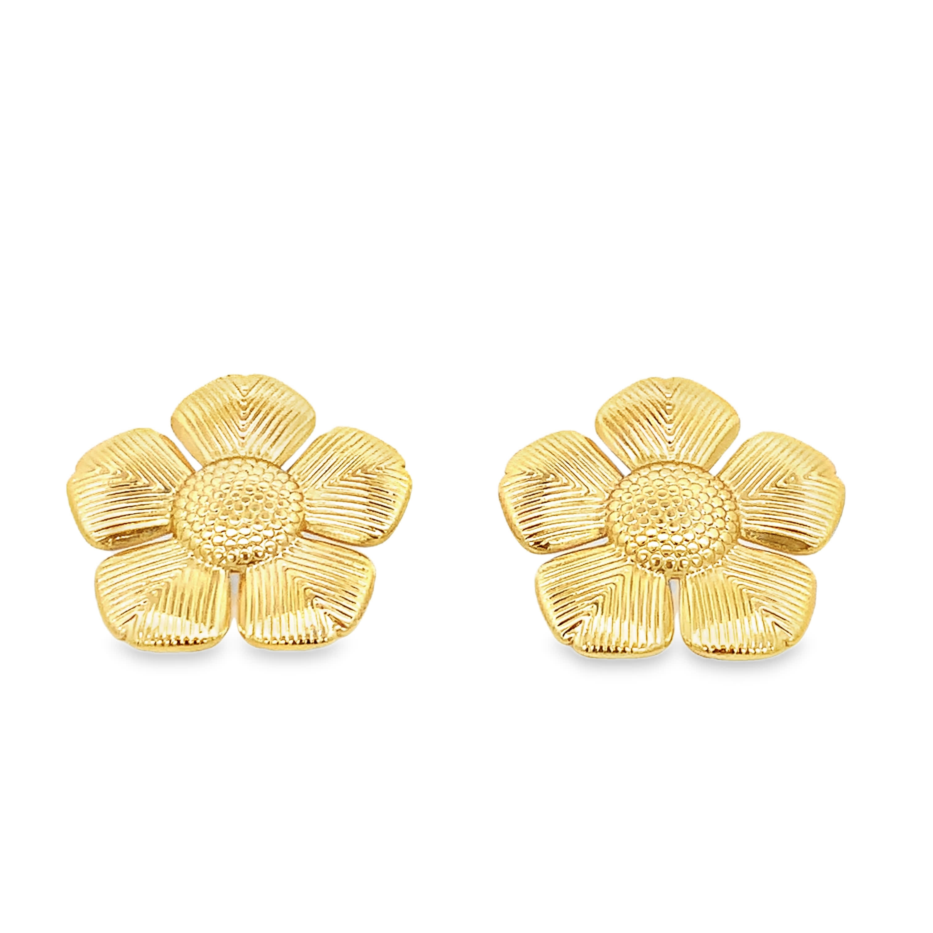 Złocone kolczyki z motywem kwiatowym