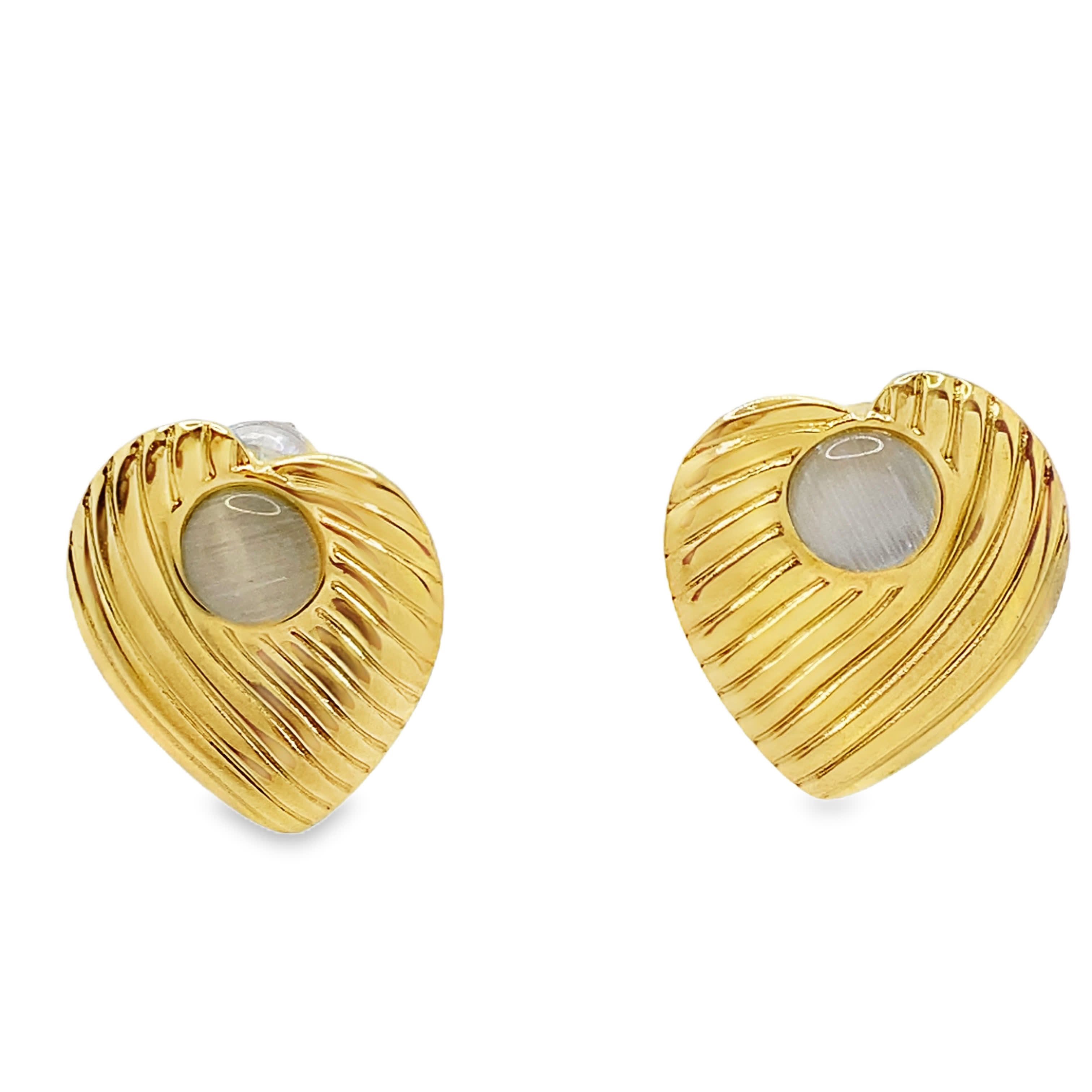 Złocone kolczyki z okrągłymi kaboszonami księżycowymi