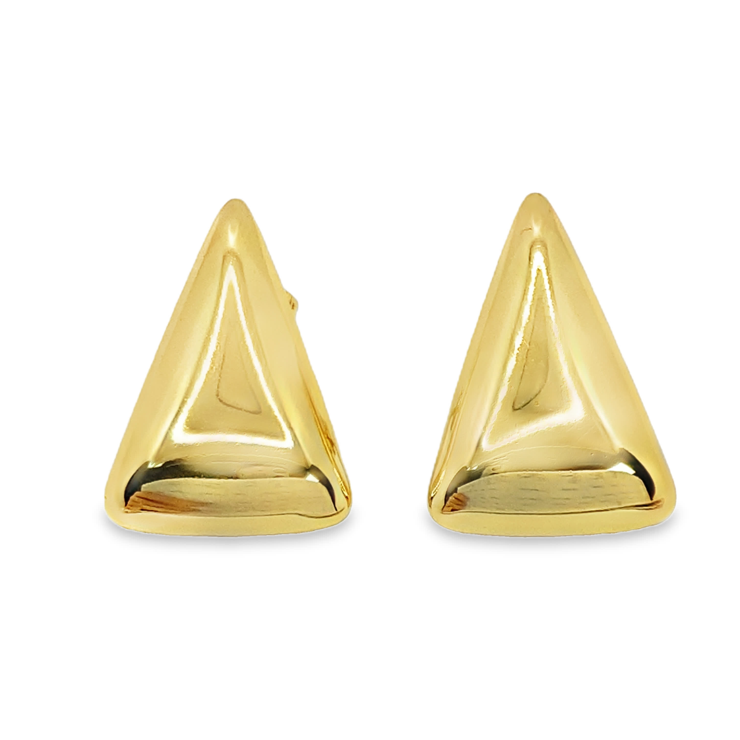 Kolczyki w kształcie piramidy ze złoconej stali