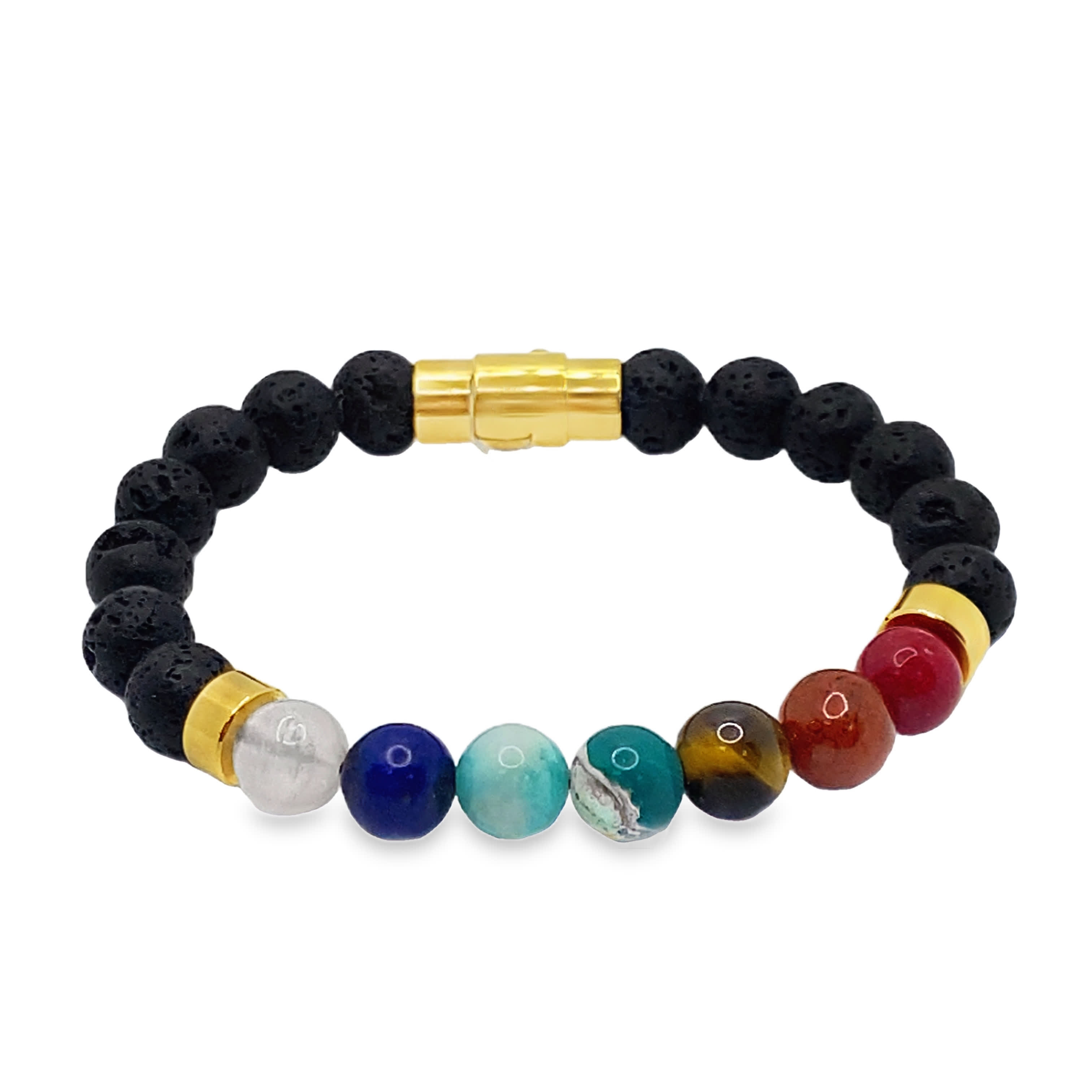 Bransoletka z koralików z okrągłymi, szlifowanymi czerwonymi agatami