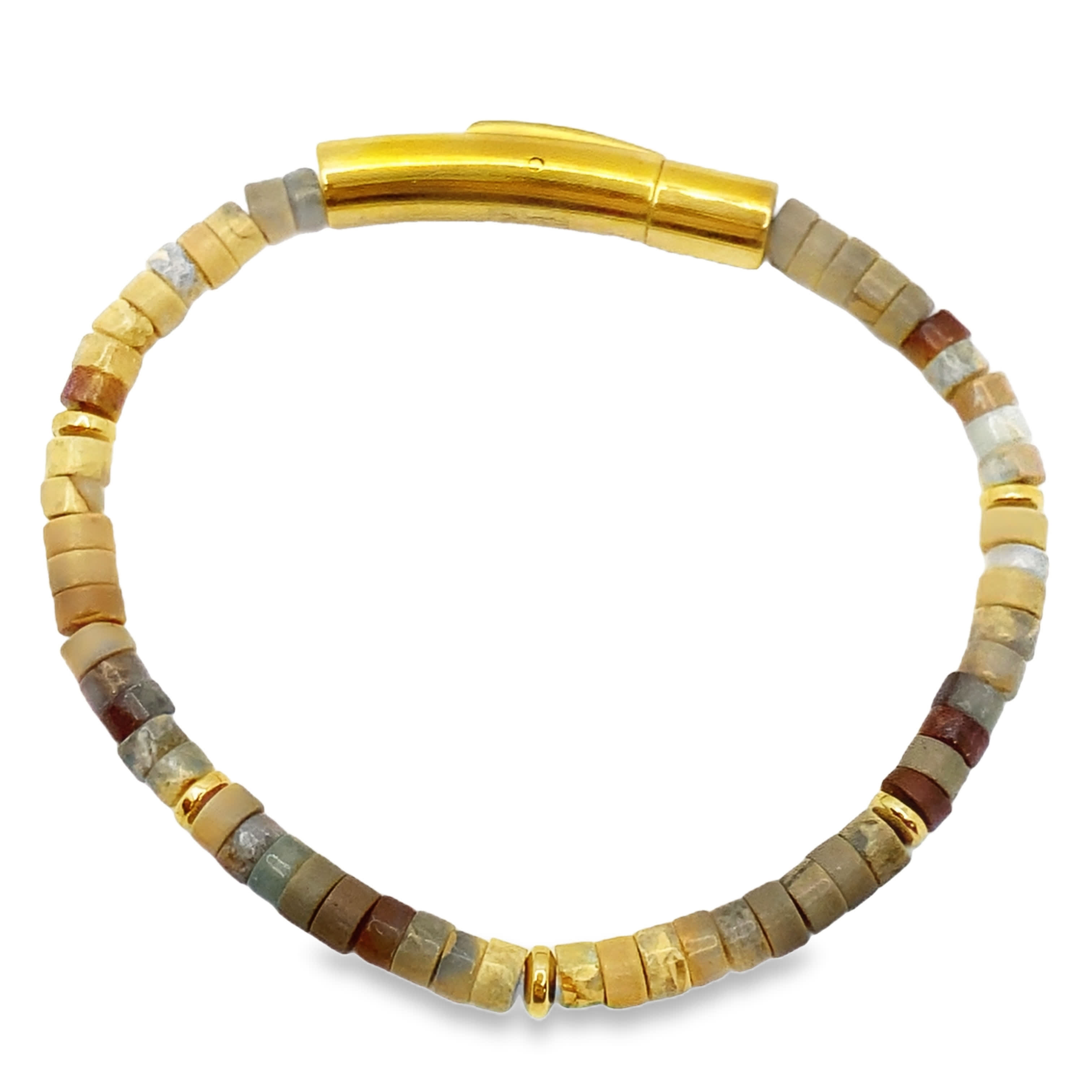 Bransoletka z koralików z kamieni szlachetnych ze złocistym zapięciem