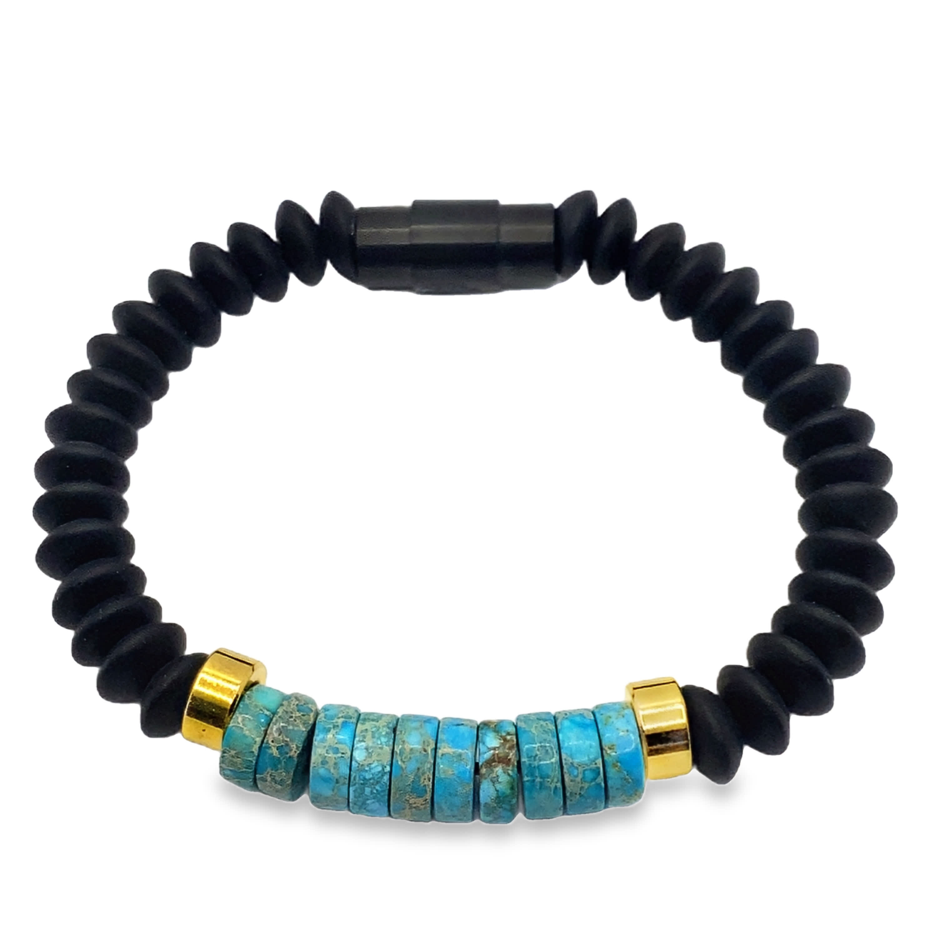 Bransoletka z koralików z okrągłymi, niebiesko-zielonymi, turkusowymi koralikami