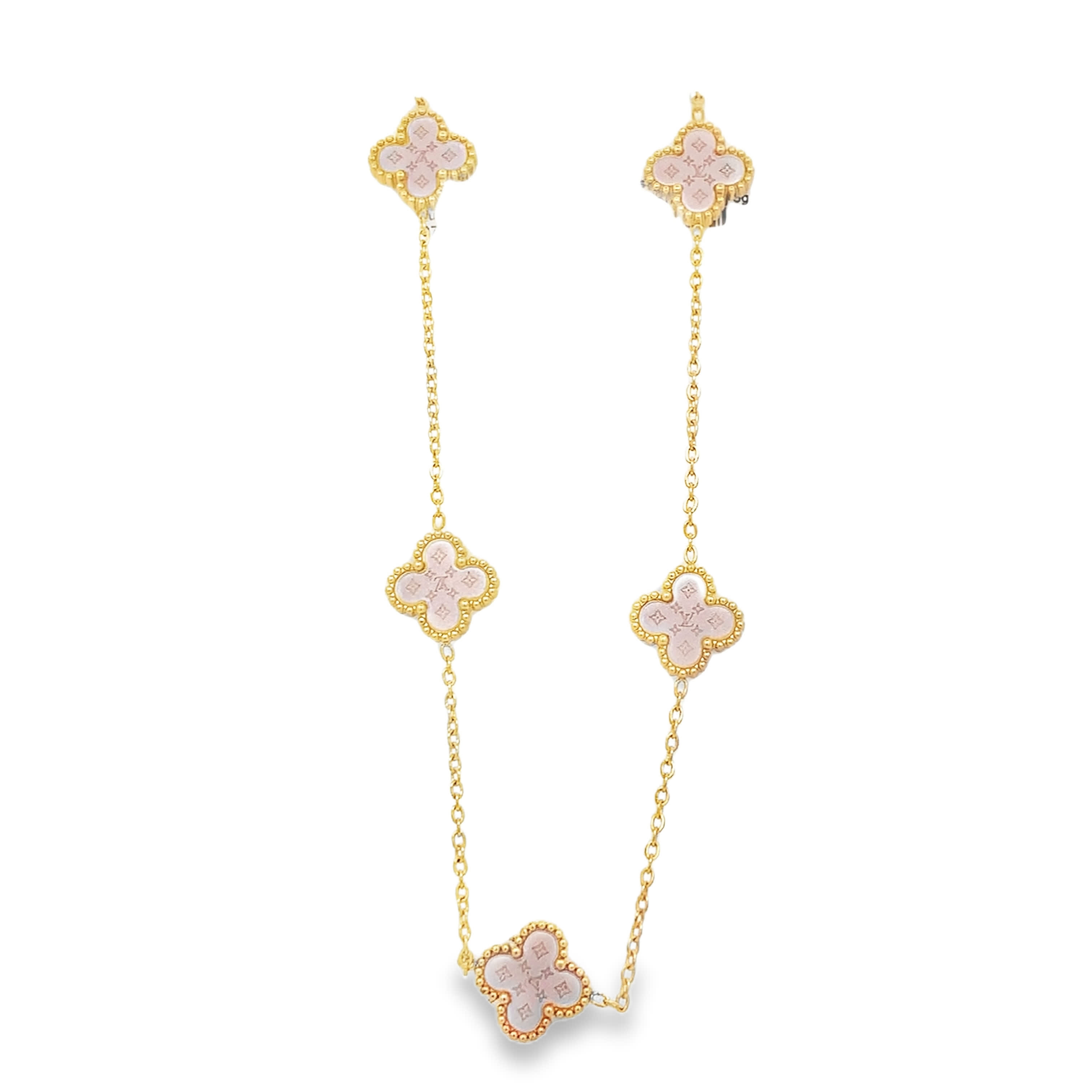 Naszyjnik łańcuszkowy z kwarcem różowym fioletowo‑czerwonym