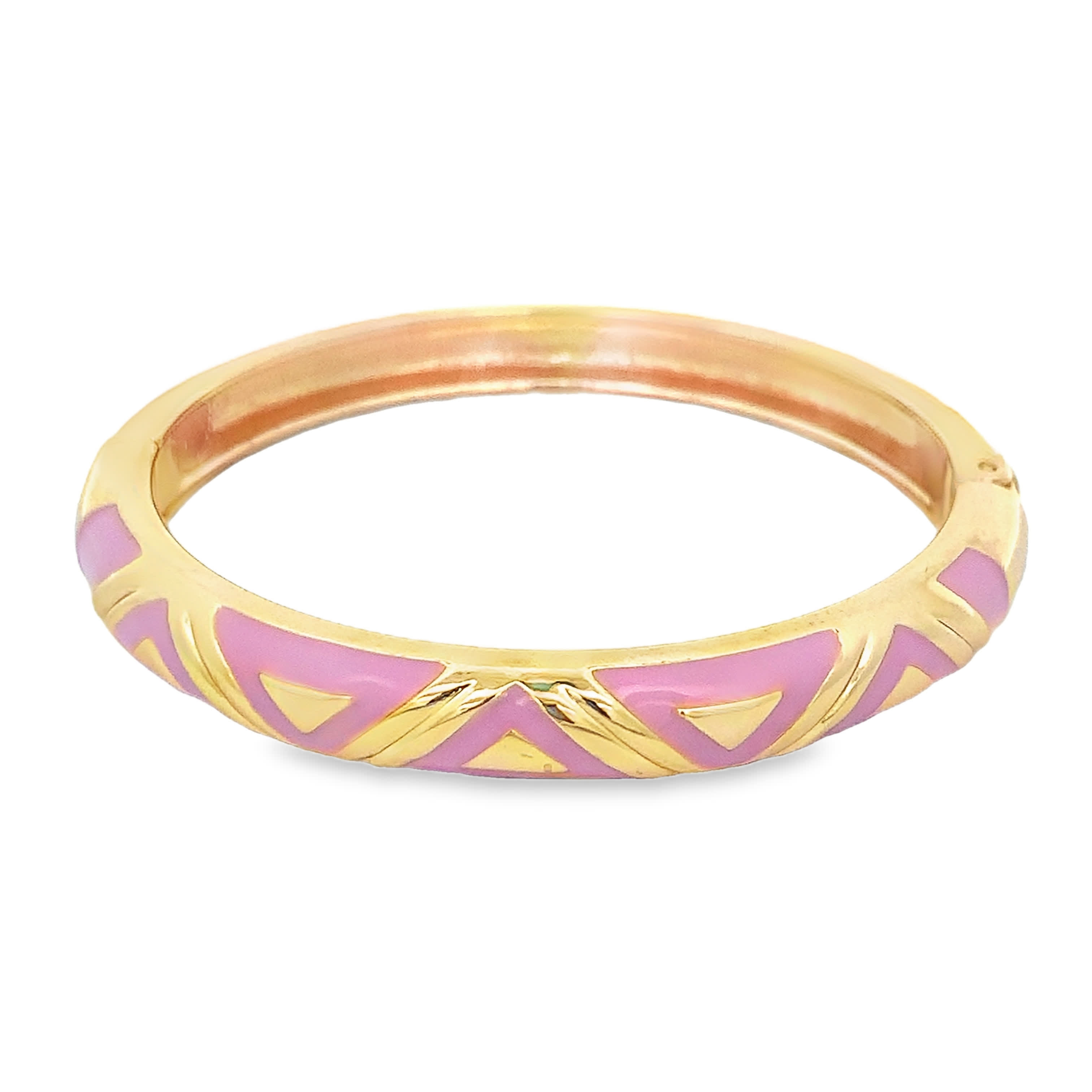 Designerska bransoletka ze złoconej stali z geometrycznymi detalami