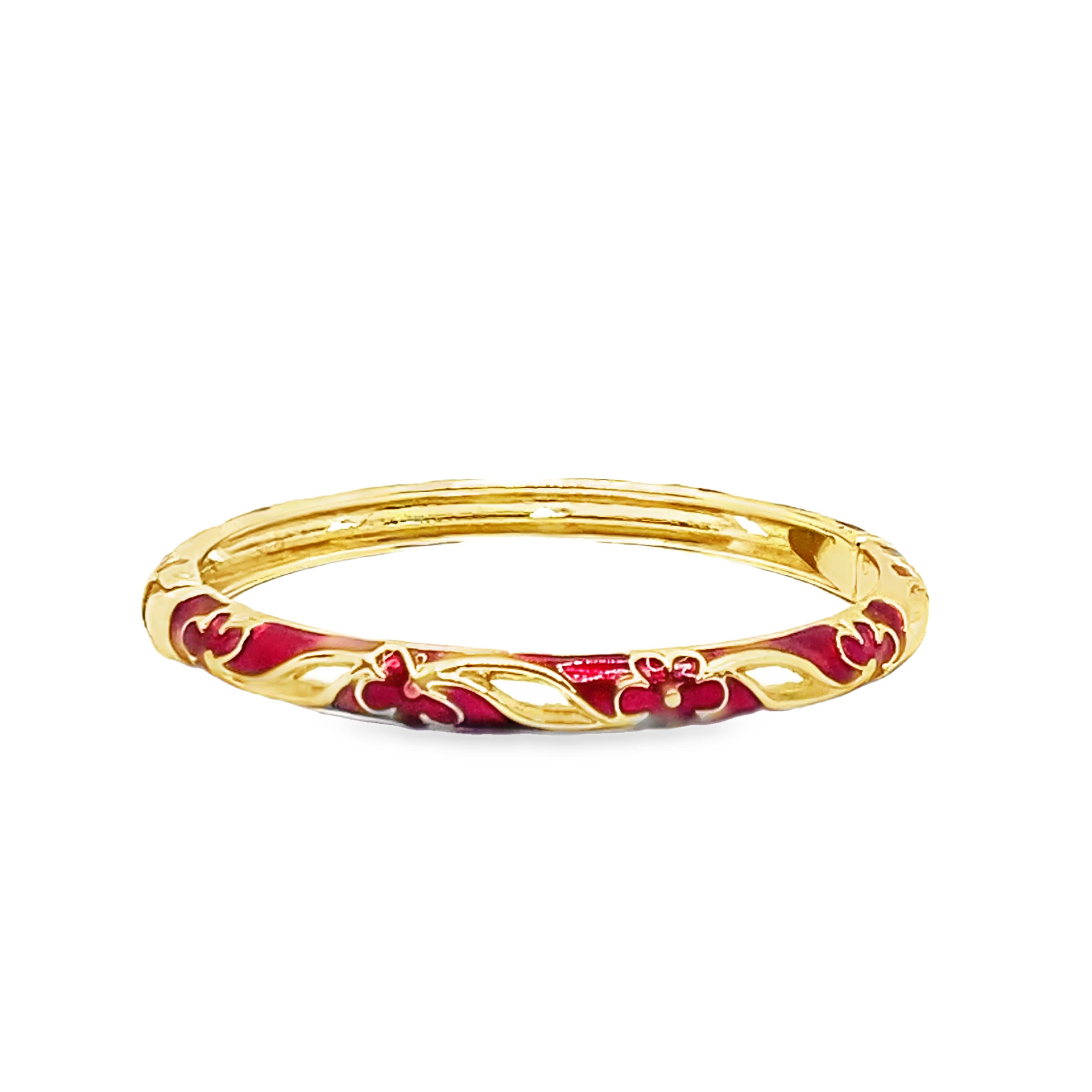 Bransoletka ze złoconej stali z misternym wzorem kwiatowym