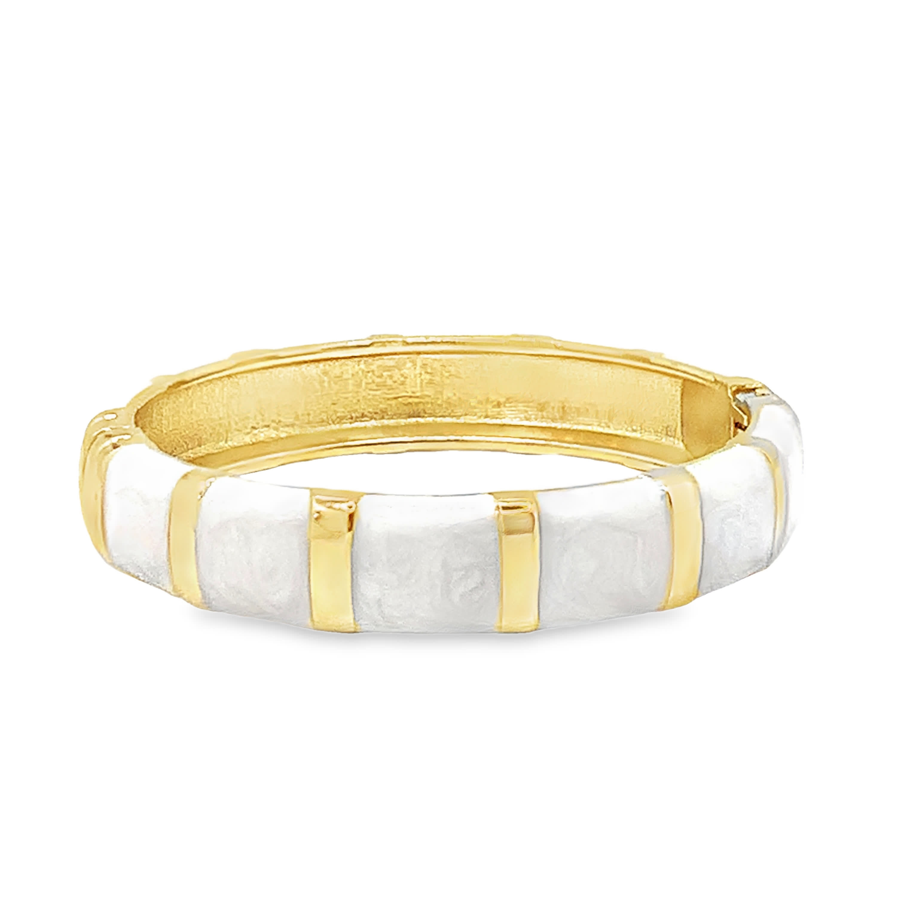 Bransoletka ze złoconej stali z białymi inkrustacjami