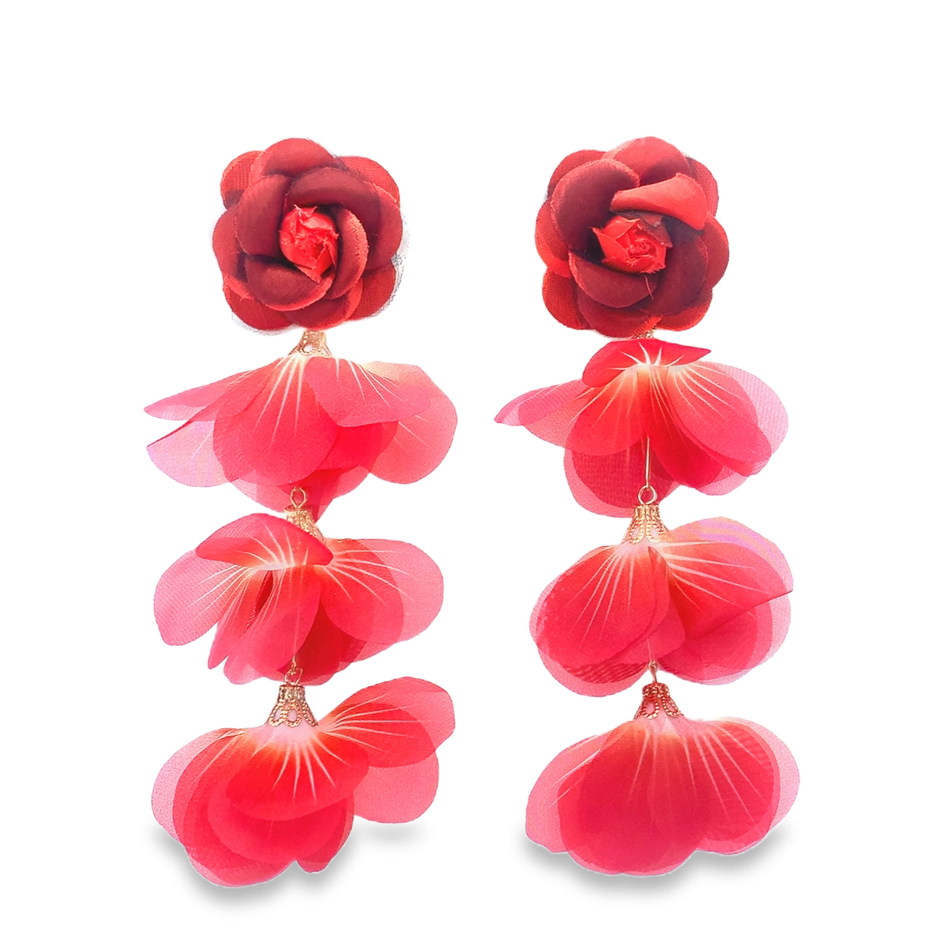 Kolczyki z motywem kwiatowym i akcentami ze złoconej stali