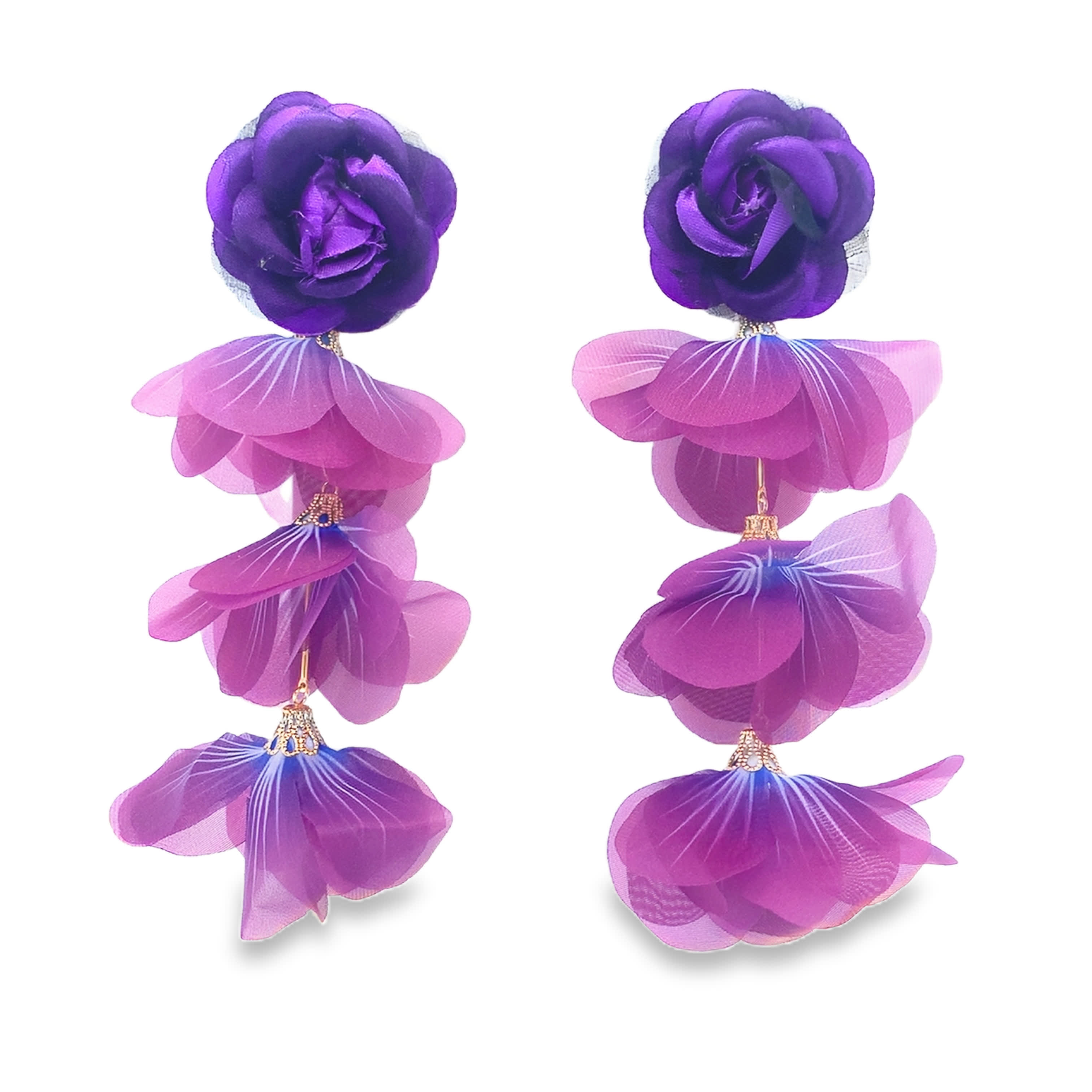 Eleganckie wiszące kolczyki z motywem kwiatowym w kształcie kaskady