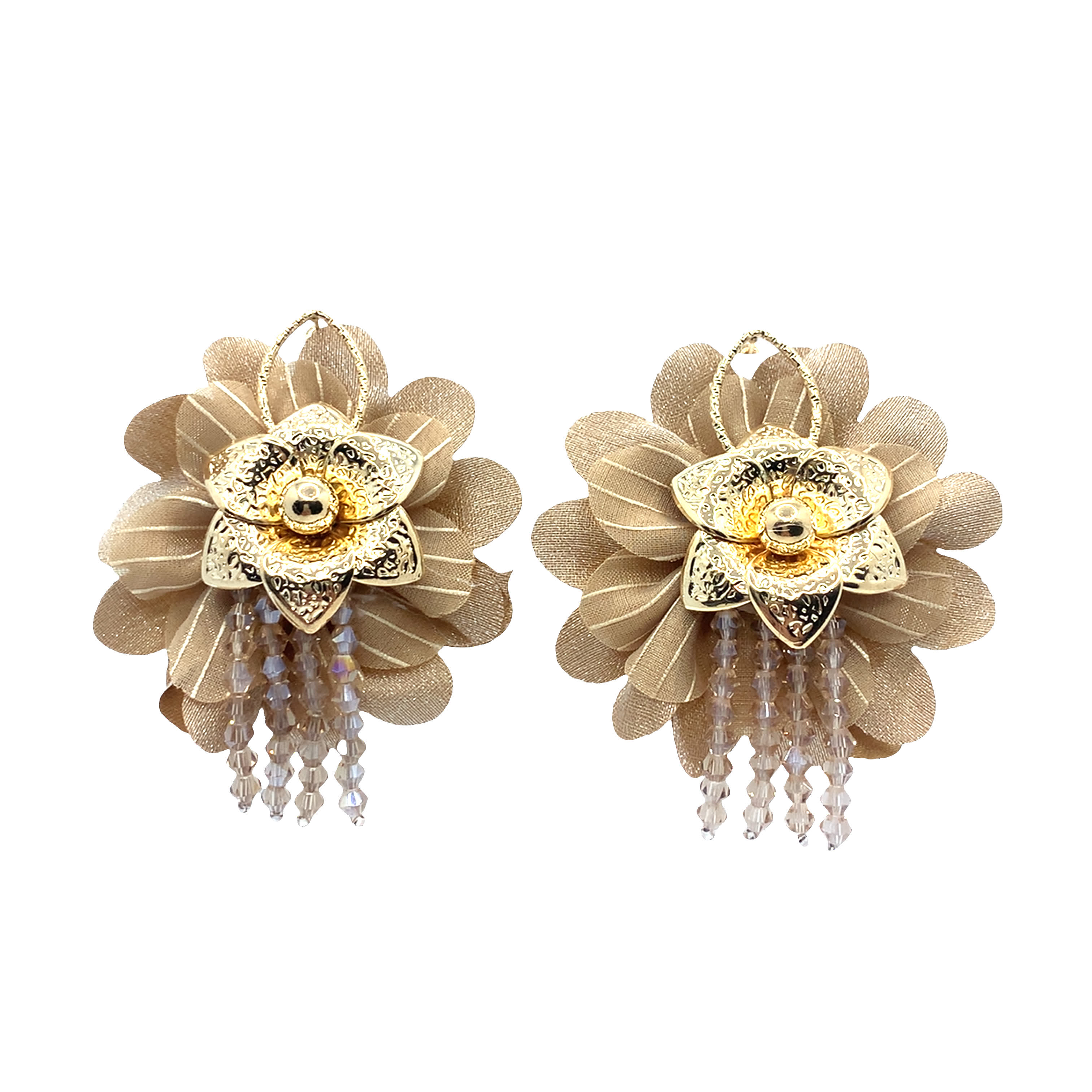 Kolczyki z motywem kwiatowym i żółtymi kryształkami