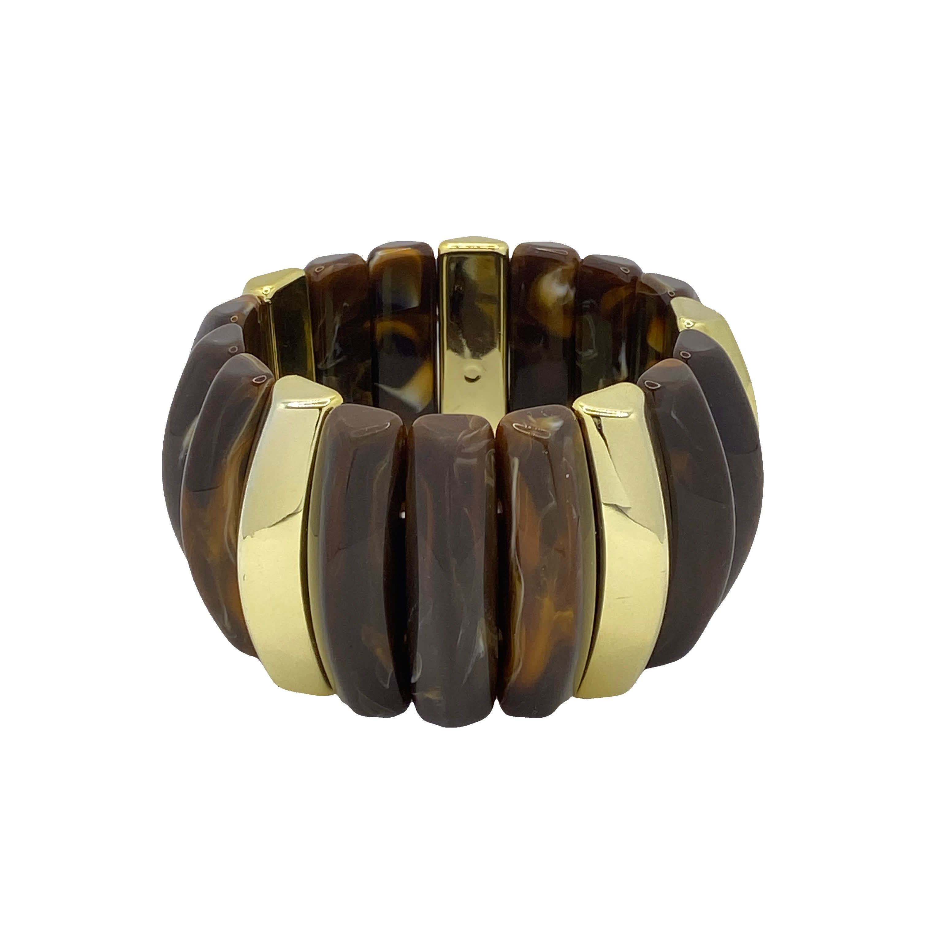 Bransoletka z marmurkowym brązem i żółtym kamieniem