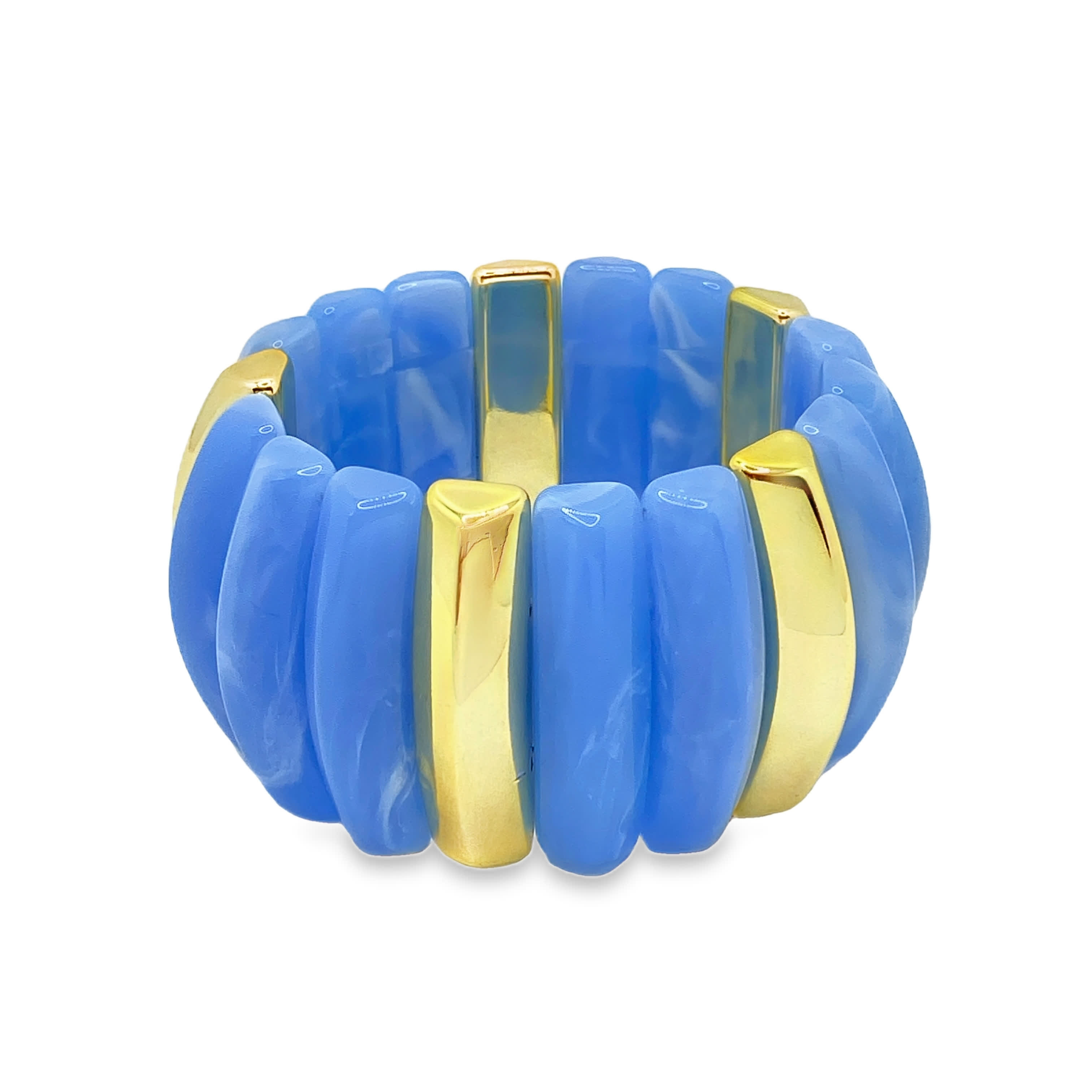 Bransoletka z koralikami w pastelowym kolorze niebieskim i żółtym ze stali