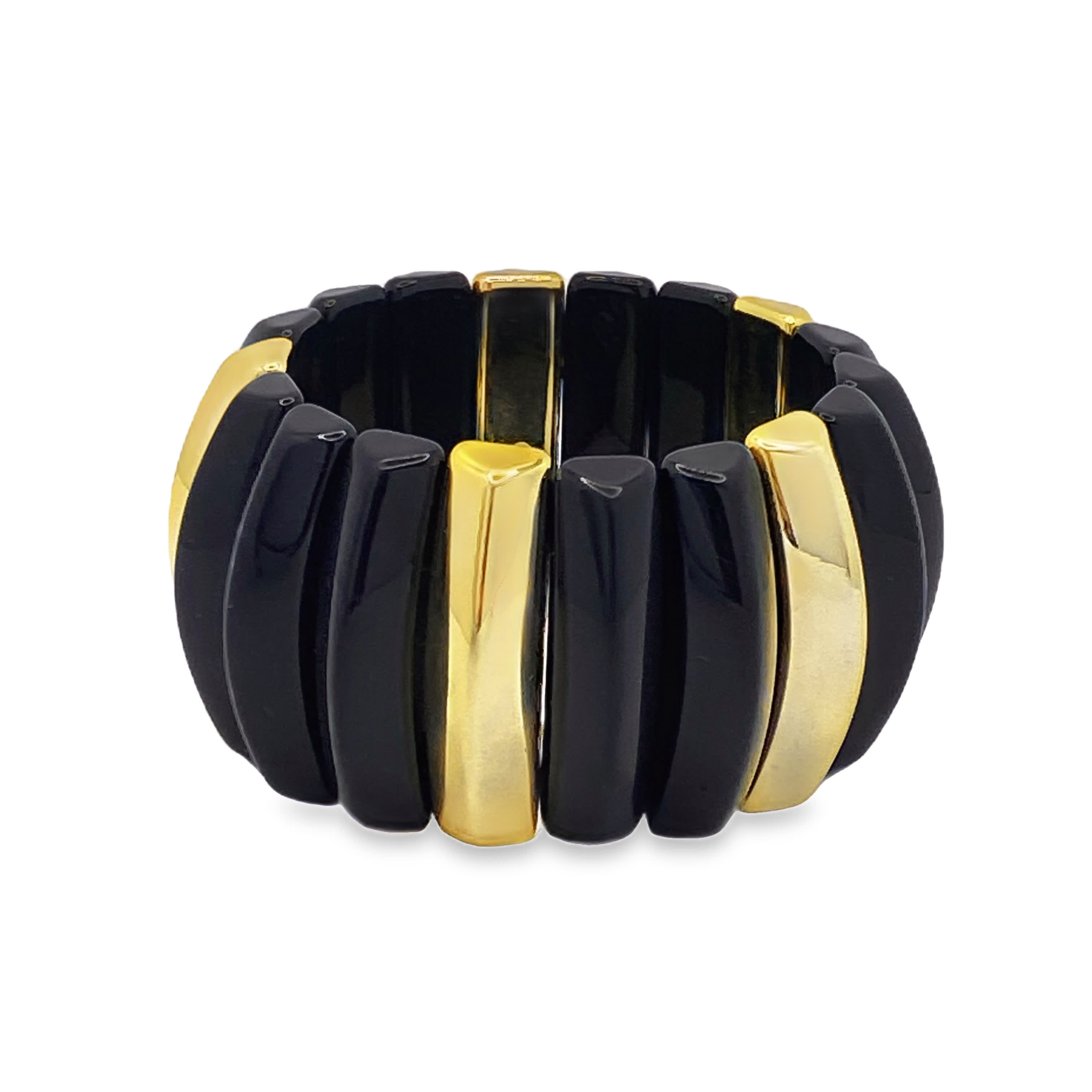 Bransoletka z czarnego i żółtego metalu