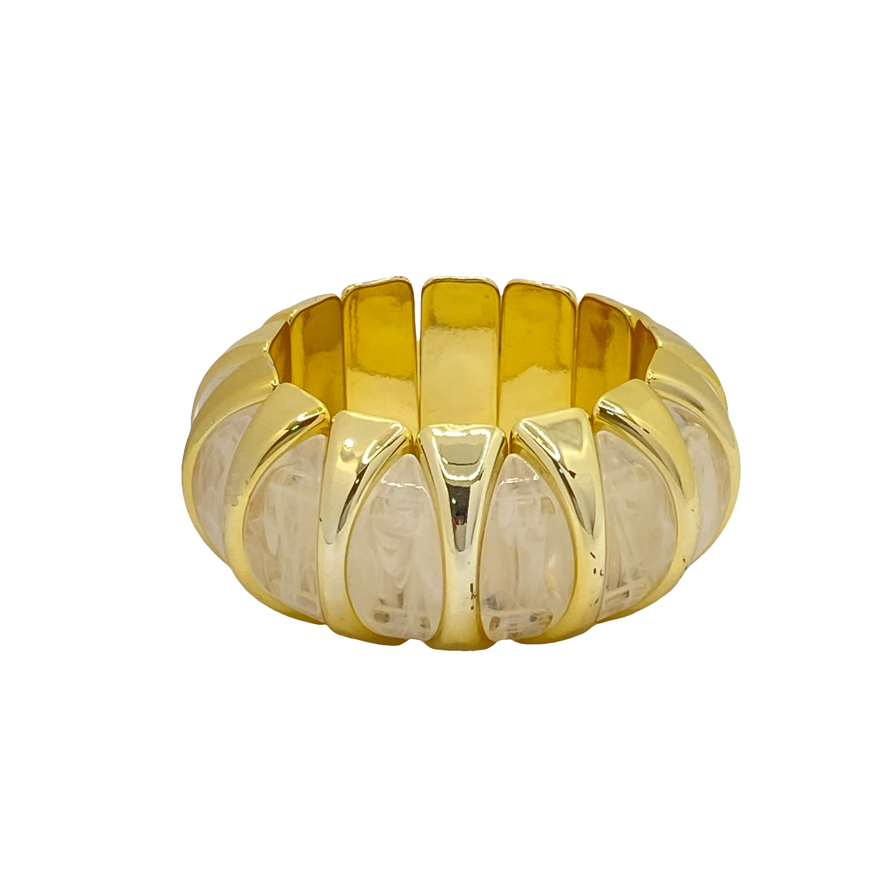 Bransoletka ze złoconej stali z kryształowymi akcentami w kształcie kaboszonu