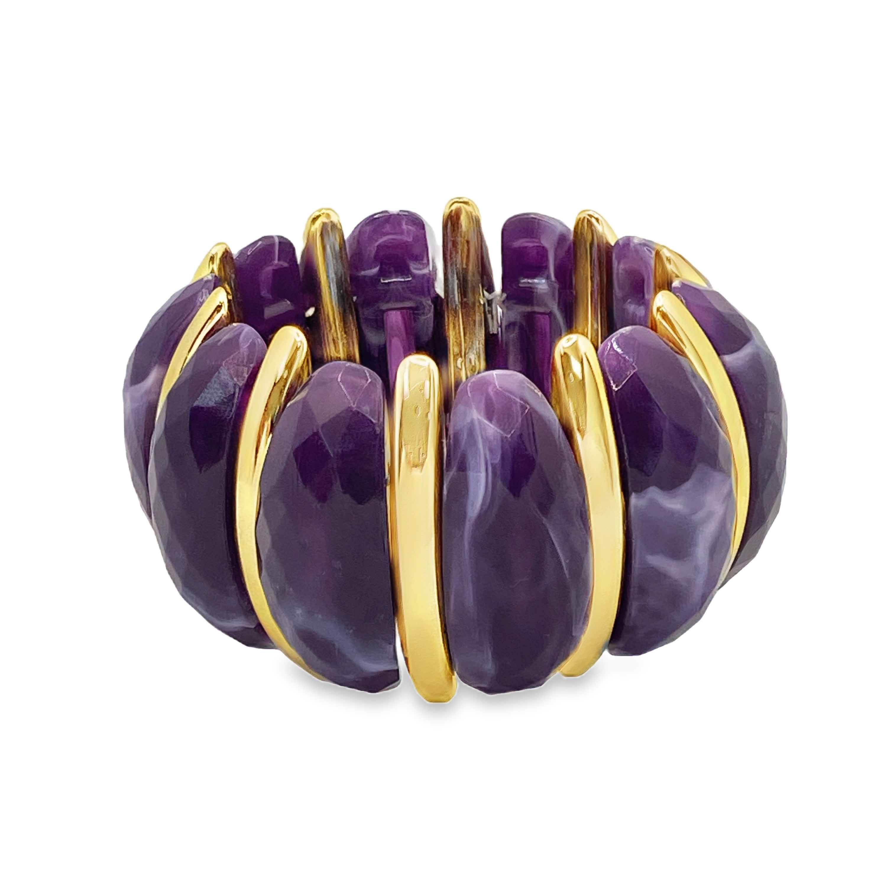 Bransoletka z koralików ametystowych z akcentami ze złoconej stali