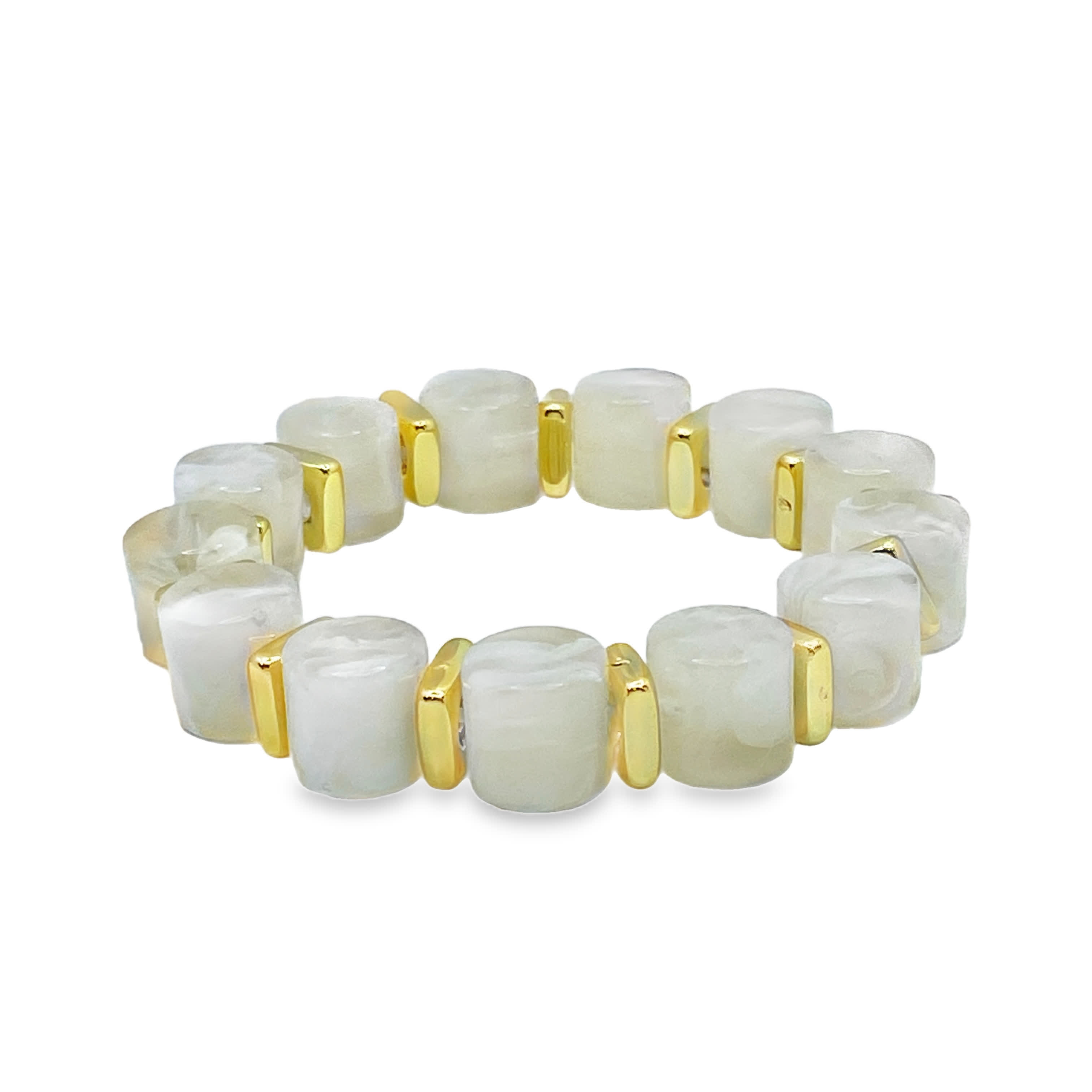 Bransoletka z koralików agatowych z akcentami ze złoconej stali