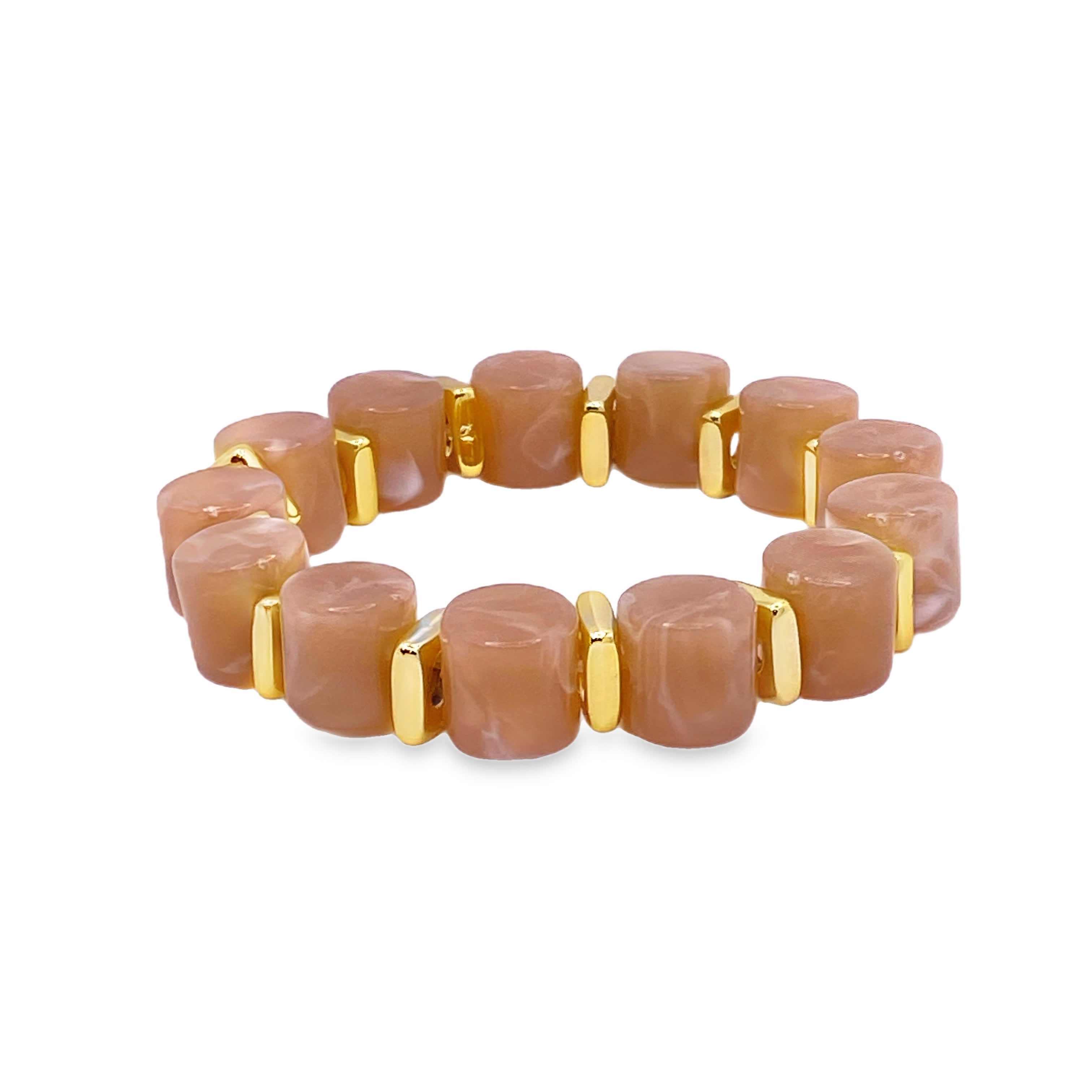 Bransoletka z koralików z żółtopomarańczowym kamieniem księżycowym i akcentami ze złoconej stali