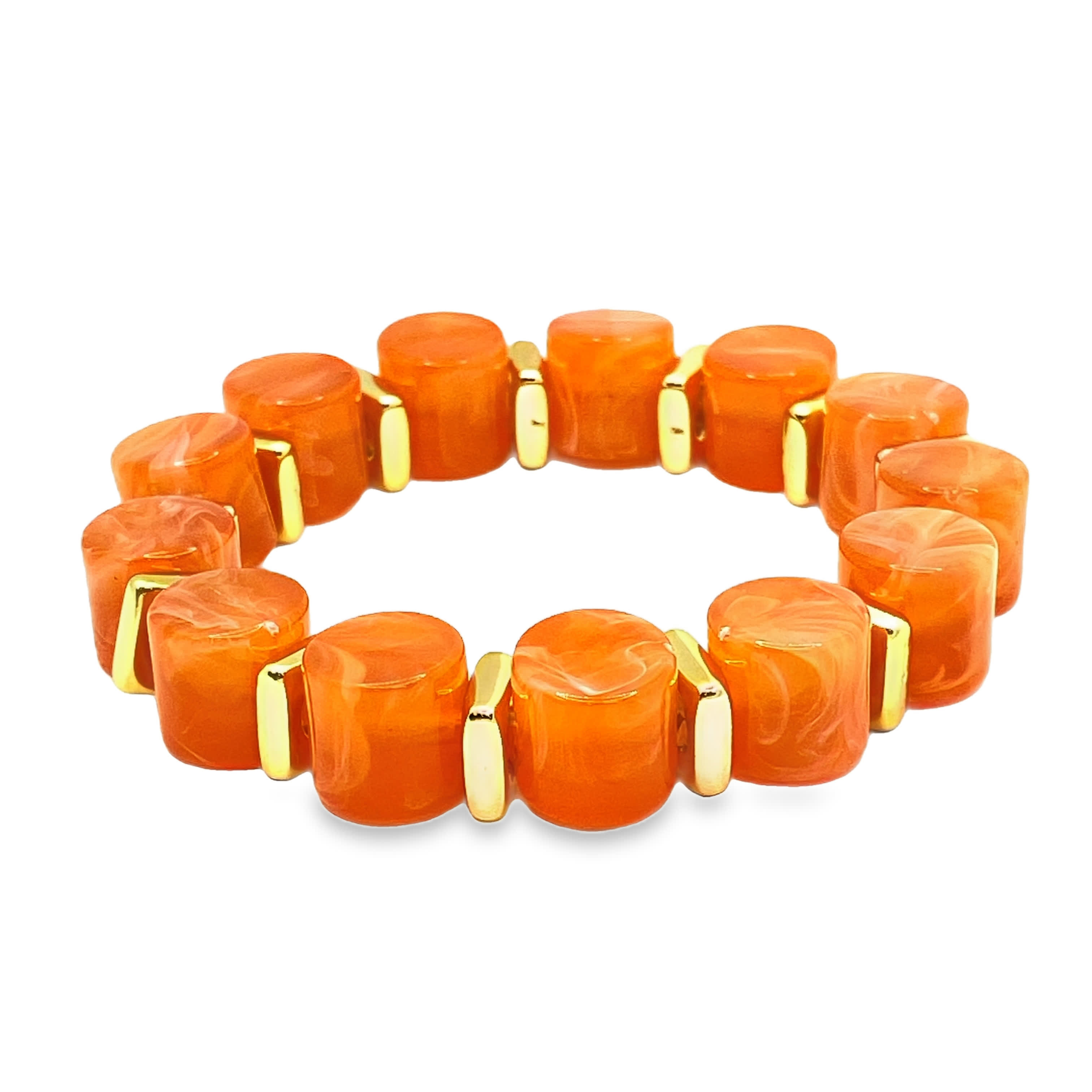 Bransoletka z koralików ze złoconej stali z pomarańczowym agatem