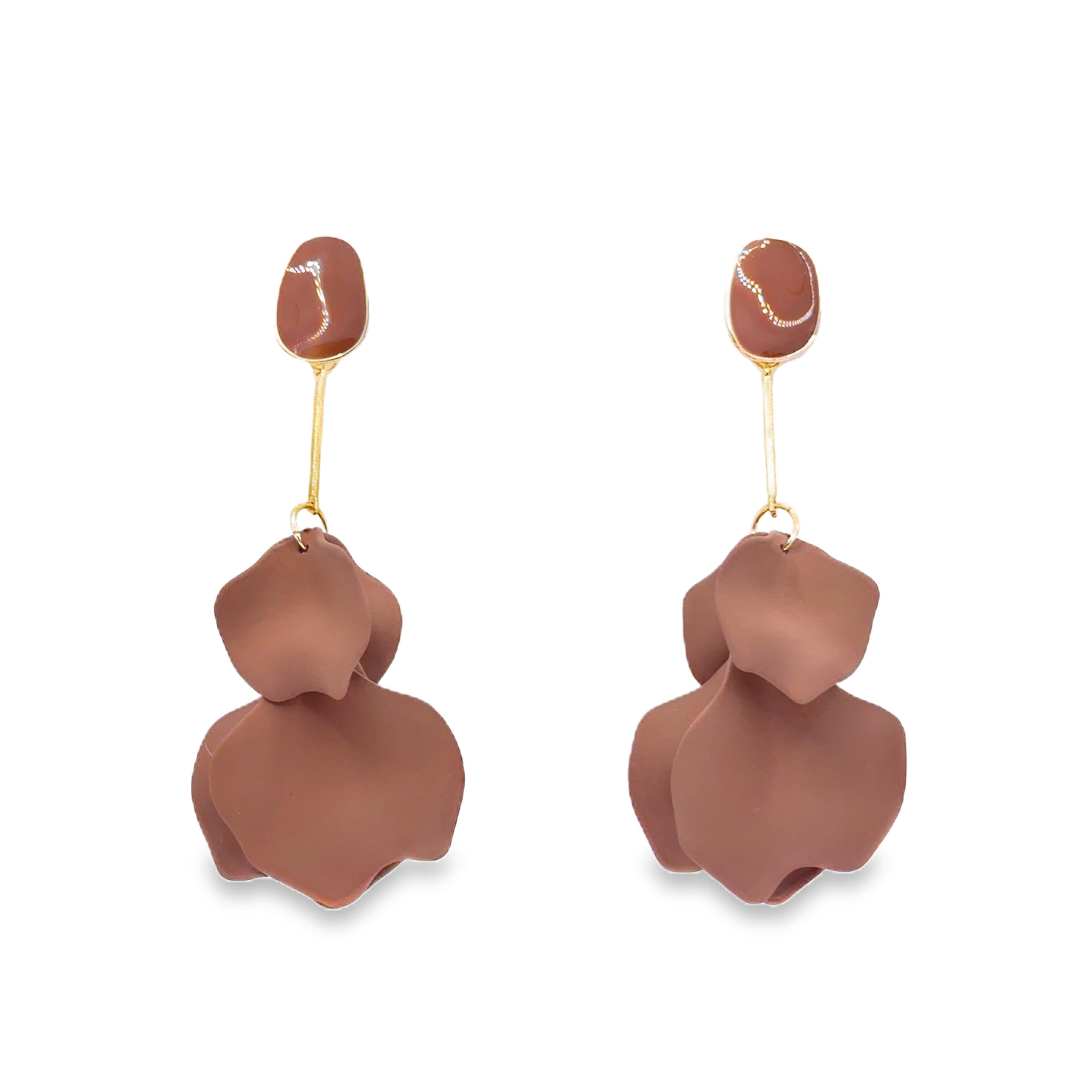 Nowoczesne brązowe kolczyki z płatkami