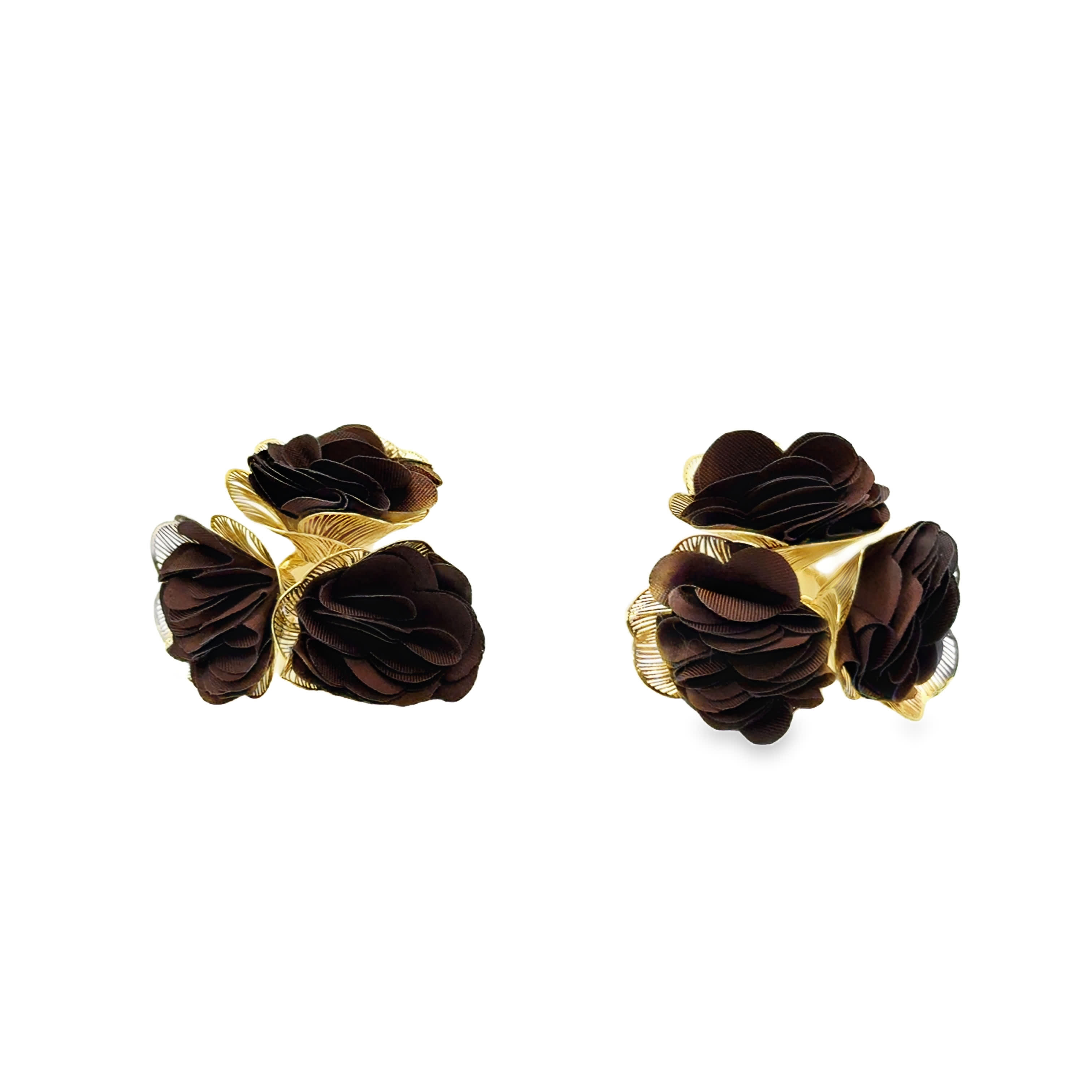 Kolczyki z motywem kwiatowym w żółtej stali